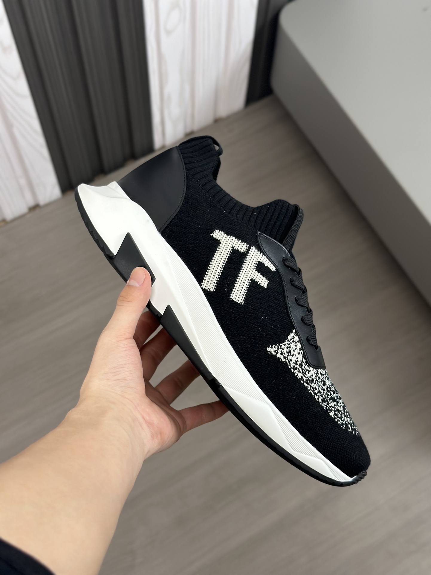 TOM FORD zapatillas bajas de puntoTejido de punto de alta densidad con artesanía de piel de vacuno, 