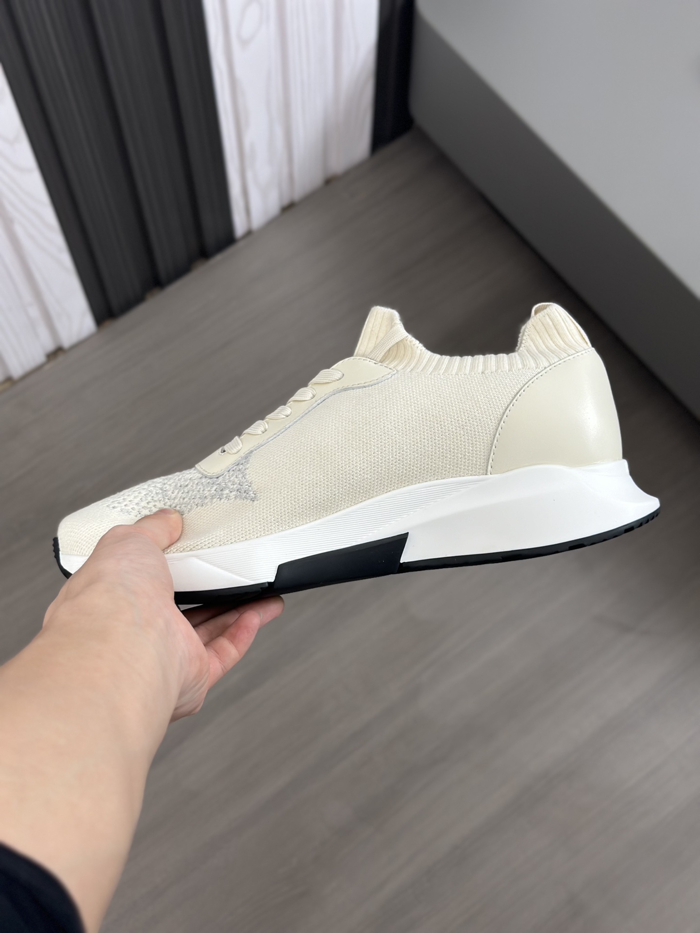 TOM FORD zapatillas bajas de puntoTejido de punto de alta densidad con artesanía de piel de vacuno, 