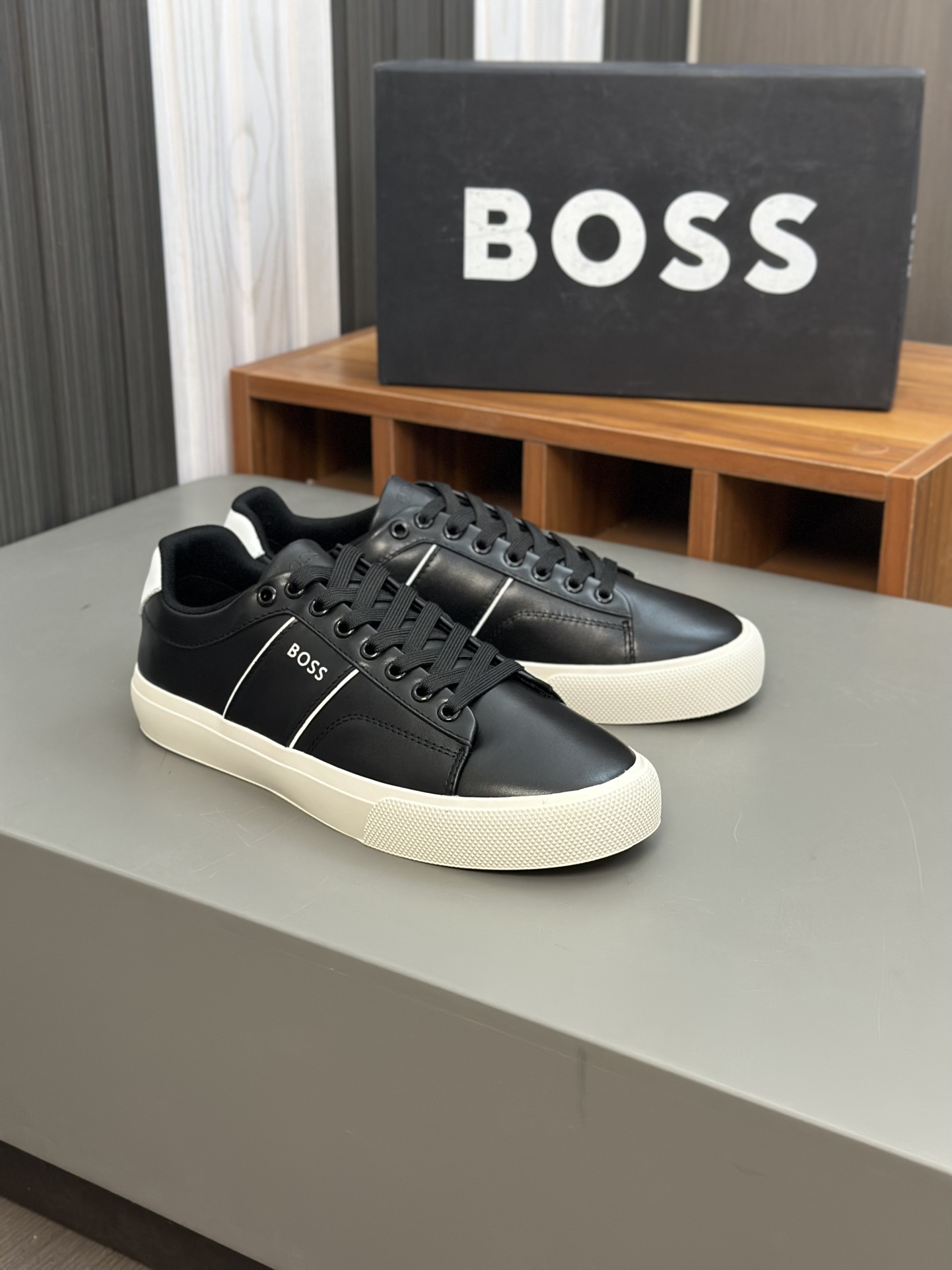 Boss zapatillas de deporte casuales de los hombres, la versión original del molde abierto, capa de l