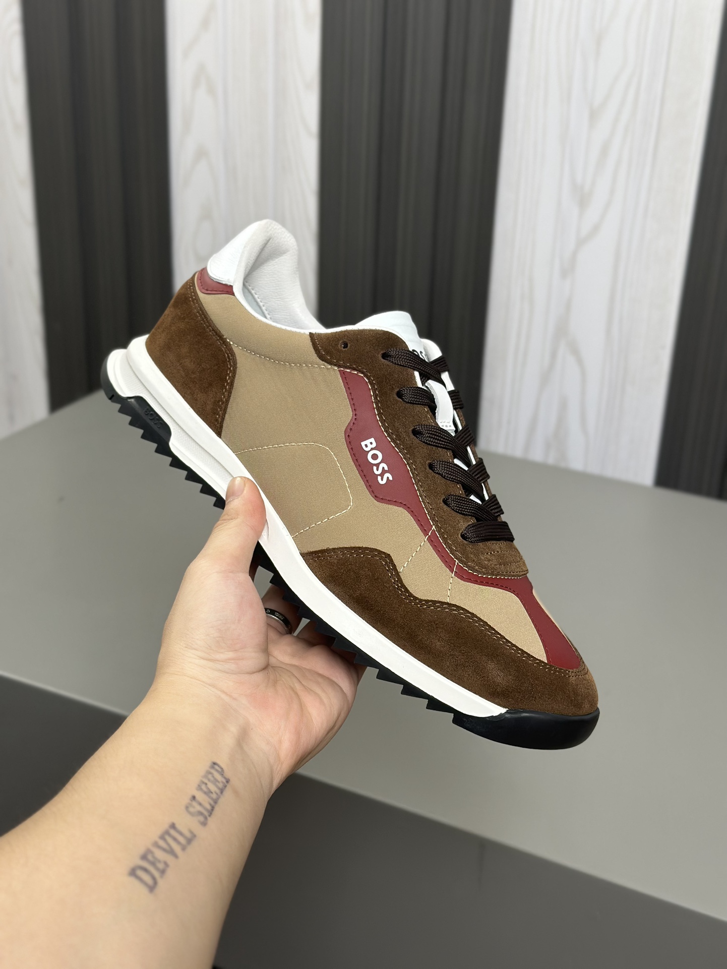 Boss zapatillas de deporte casuales de los hombres, la versión original del molde abierto, capa de l