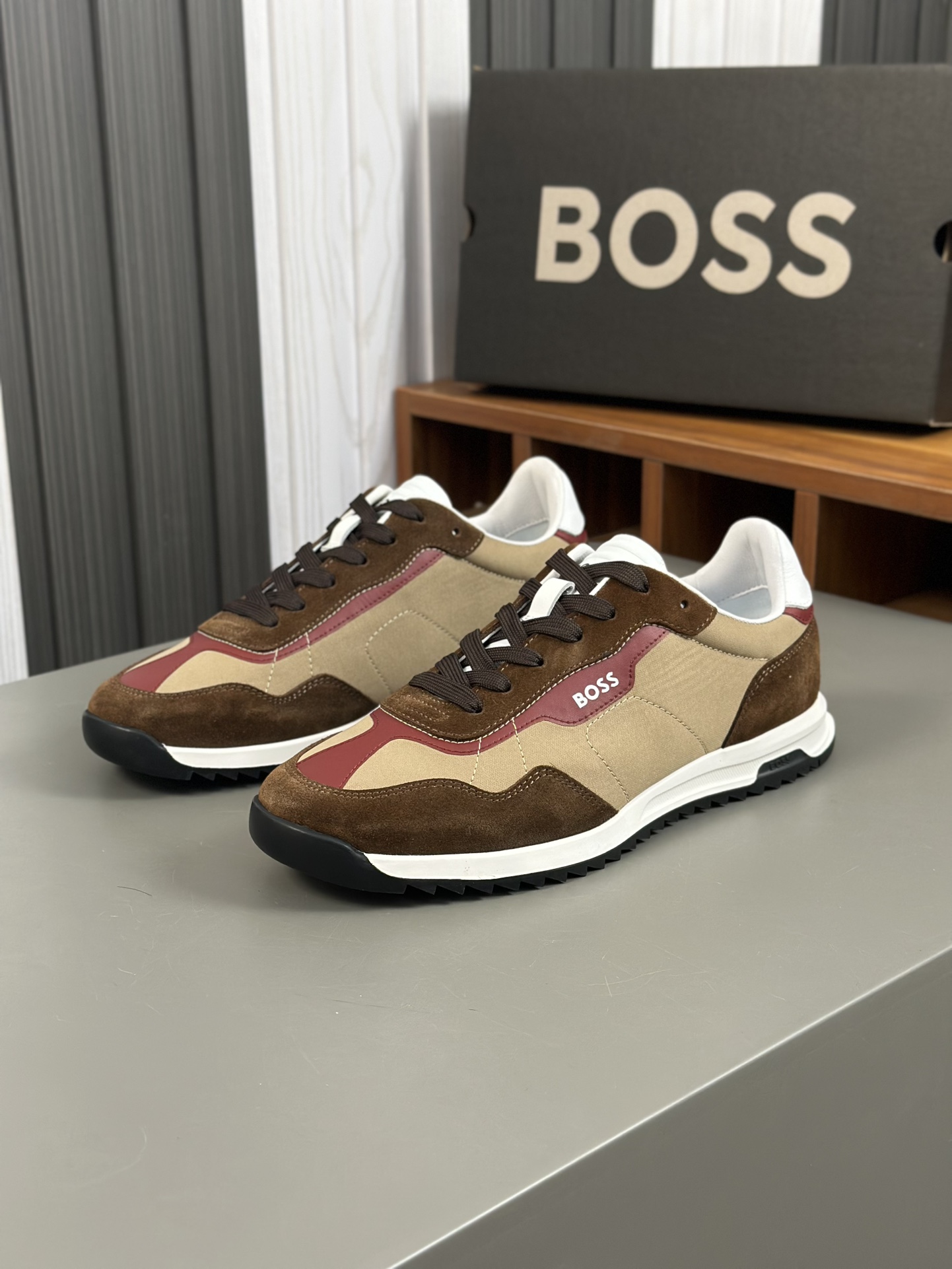 Boss zapatillas de deporte casuales de los hombres, la versión original del molde abierto, capa de l