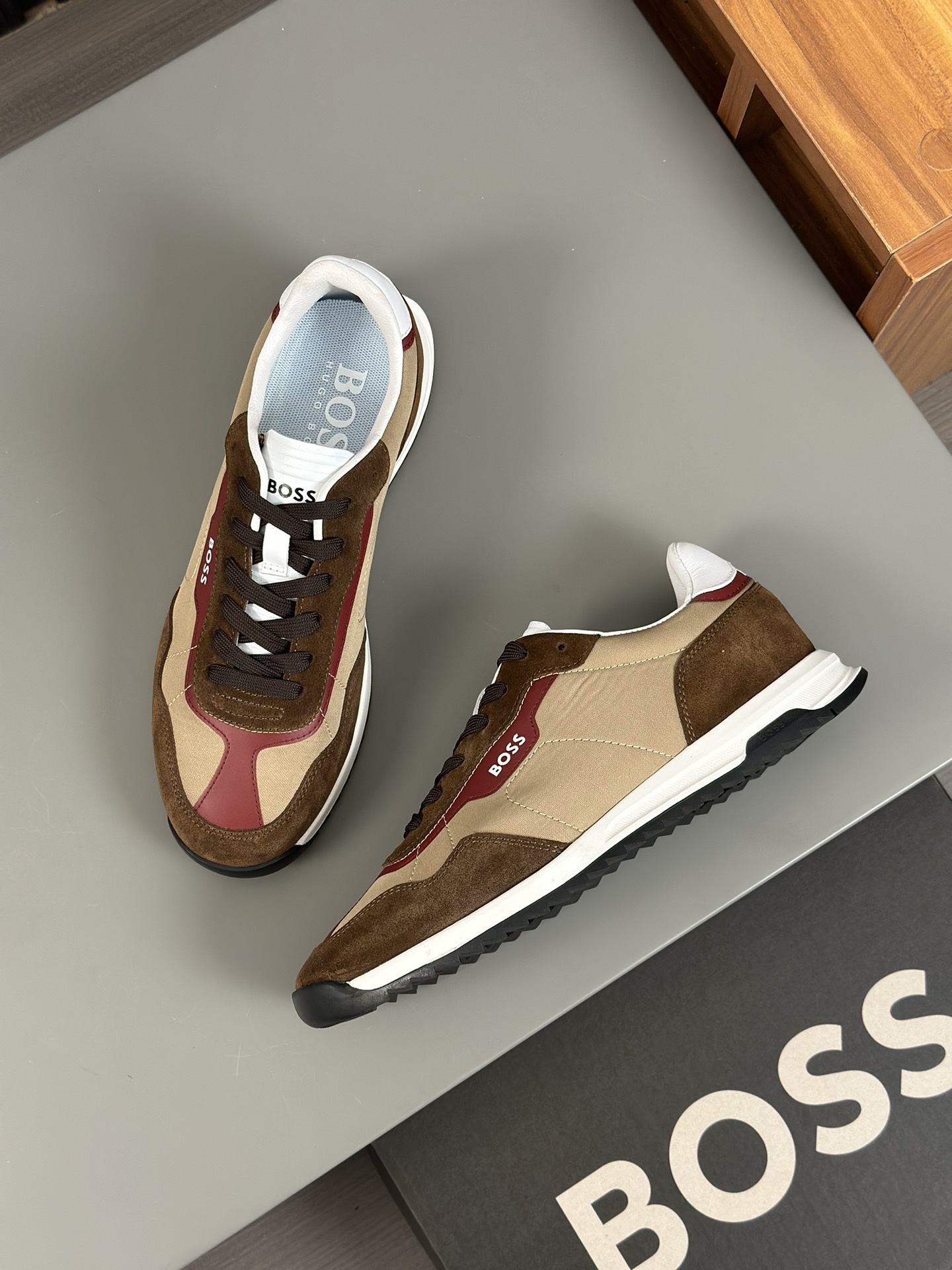 Boss zapatillas de deporte casuales de los hombres, la versión original del molde abierto, capa de l