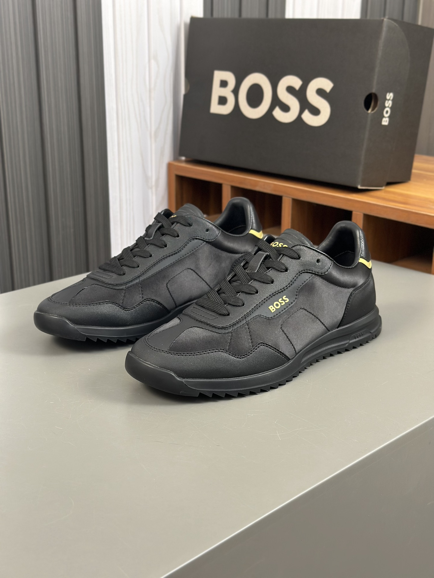 Boss zapatillas de deporte casuales de los hombres, la versión original del molde abierto, capa de l