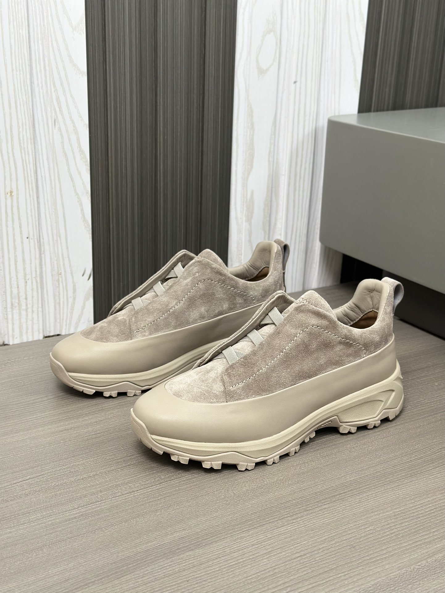 2024Nueva Serie ZEGNA Zegna Zapatos de los hombres de gamuza Triple StitchMonte zapatos casuales de 