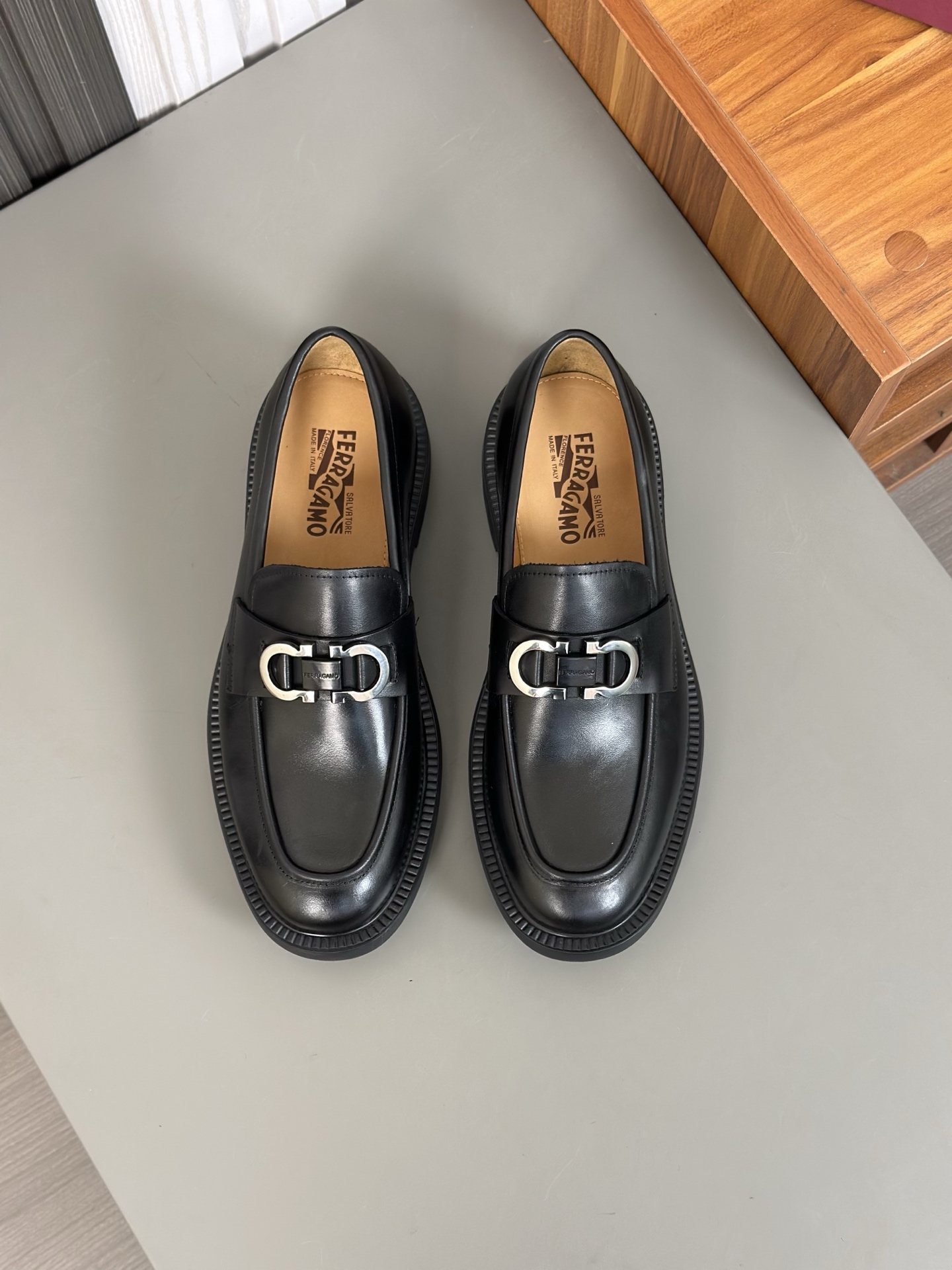 Salvatore Ferragamo Men's Leather Loafers with Buckle Detail - Black 2 i1742173480147 3106 0 0