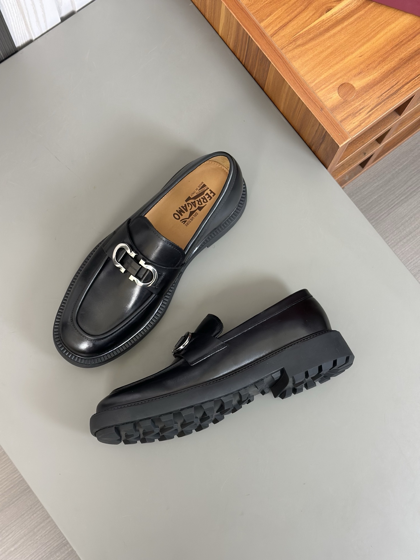 Salvatore Ferragamo Men's Leather Loafers with Buckle Detail - Black 3 i1742173480244 4223 0 1