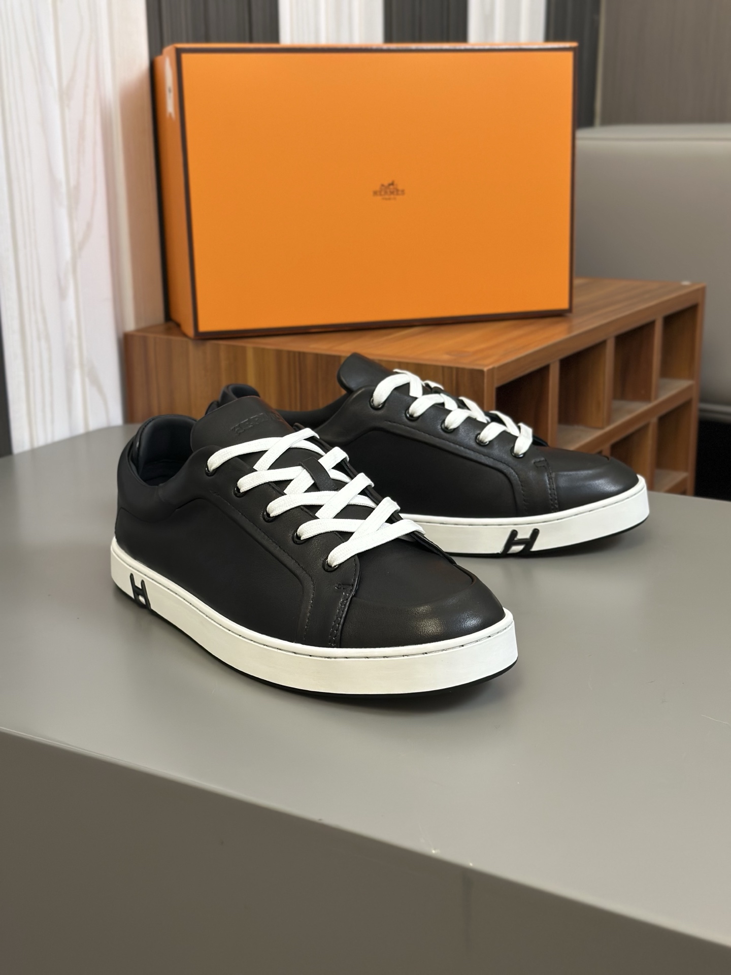 Hermes Men's Nappa Leather Sneakers - Black Lace-Up Design, Sizes 39-44 7 i1742174822275 6512 0 5
