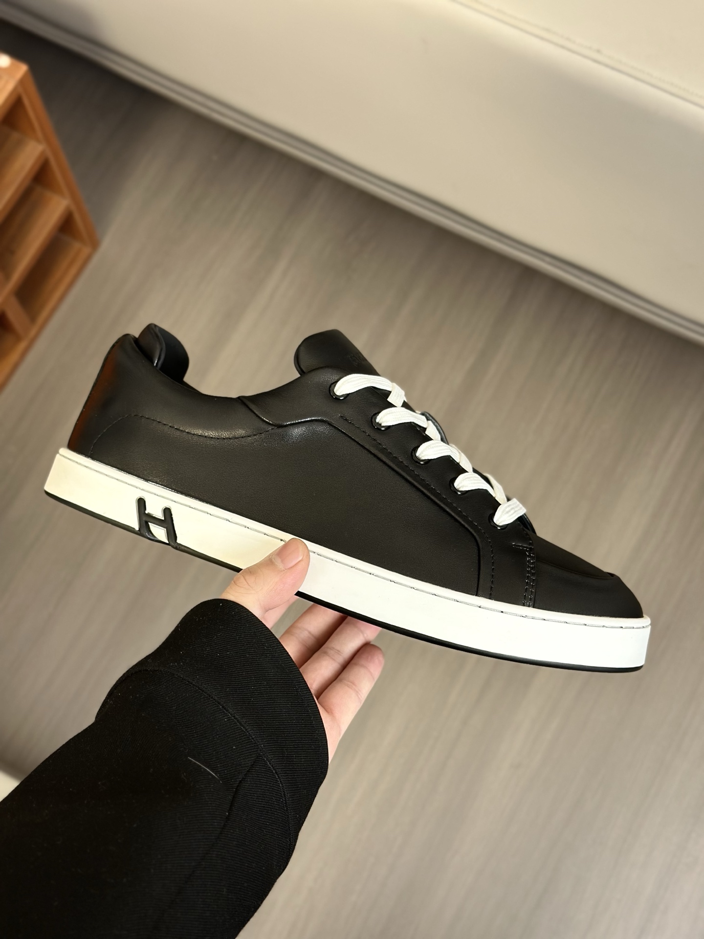 Hermes Men's Nappa Leather Sneakers - Black Lace-Up Design, Sizes 39-44 5 i1742174822307 2393 0 3