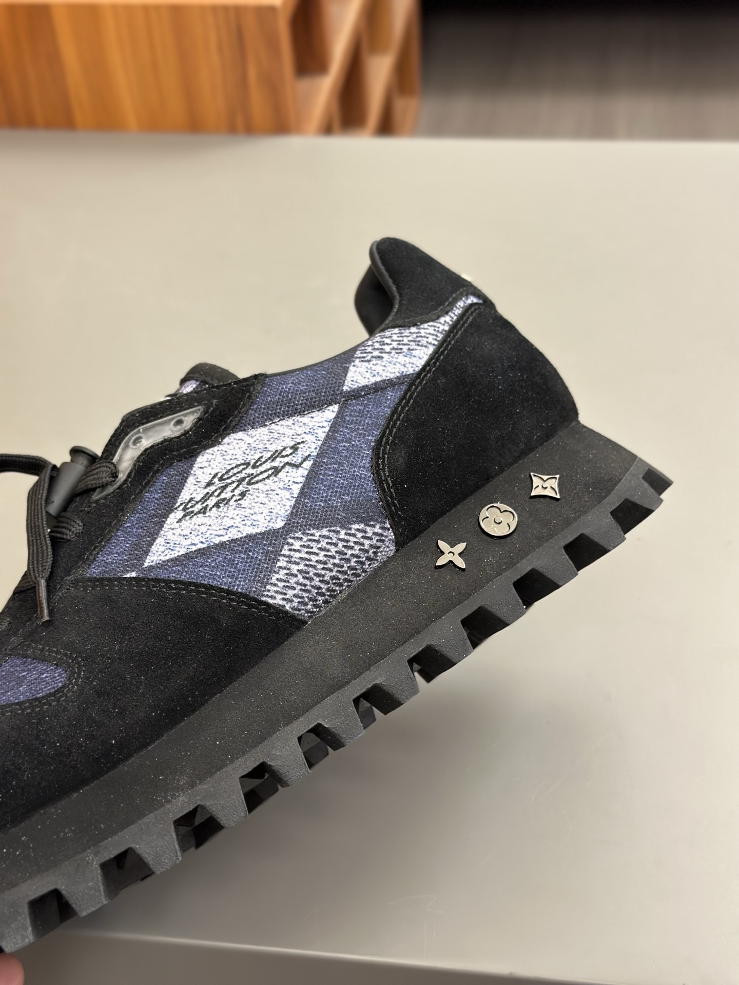 Louis Vuitton Men's Run Away Sneakers in Black Leather and Jacquard Fabric 7 i1742765930118 1063 0 5