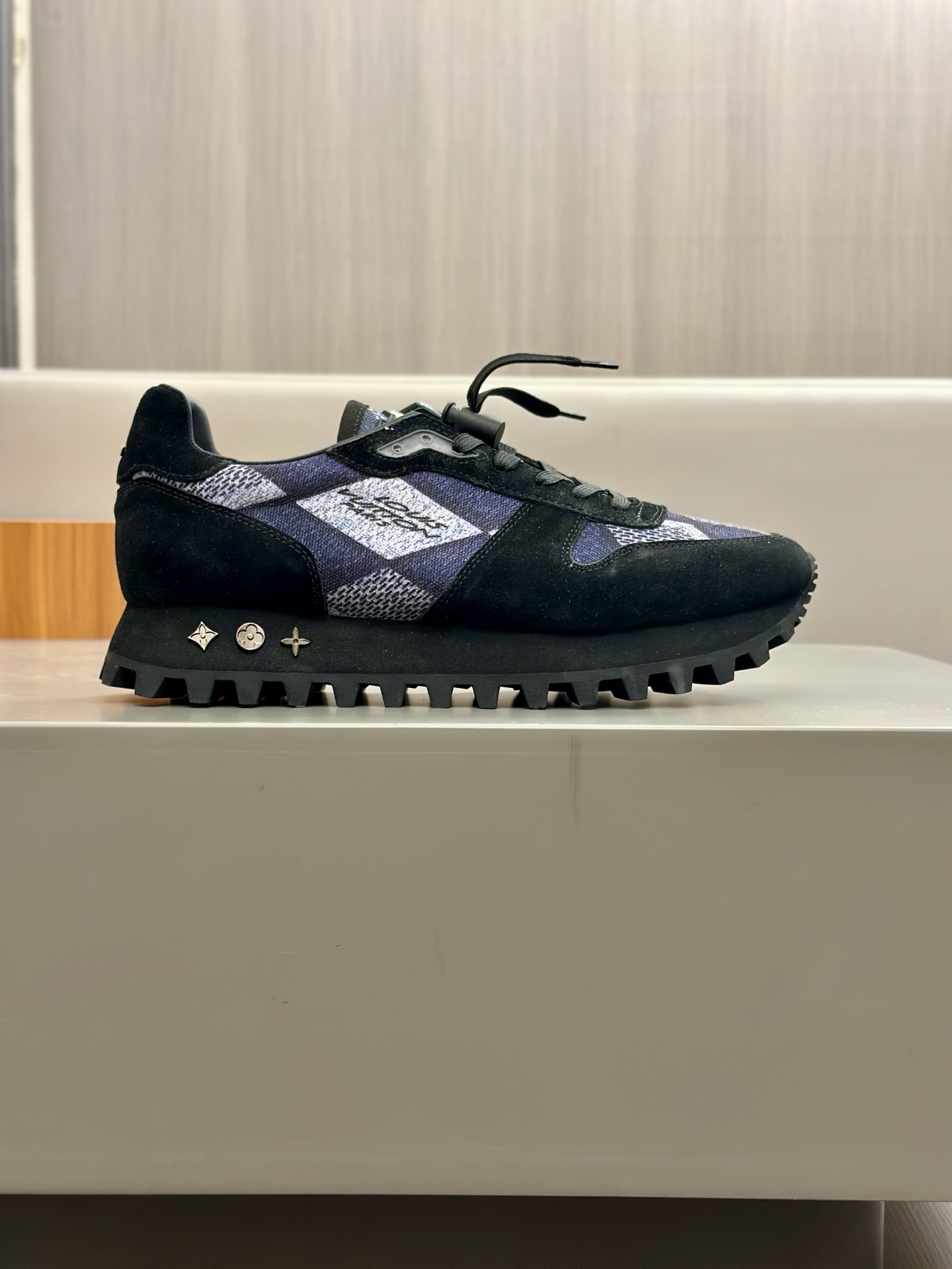 Louis Vuitton Men's Run Away Sneakers in Black Leather and Jacquard Fabric 4 i1742765930318 5571 0 2