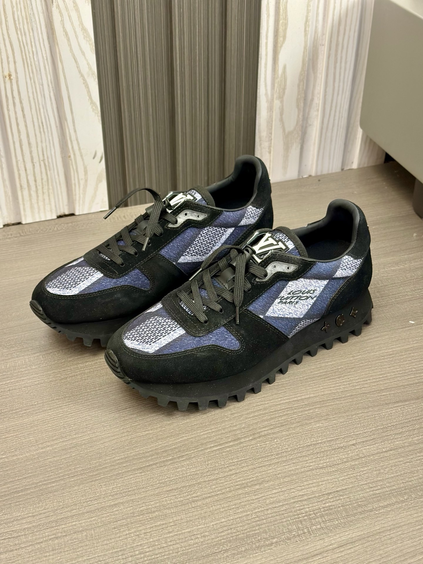 Louis Vuitton Men's Run Away Sneakers in Black Leather and Jacquard Fabric 6 i1742765931063 7649 0 4