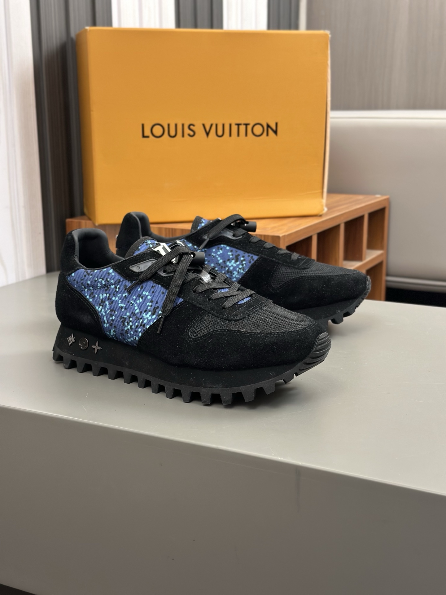 Louis Vuitton Men's Run Away Pulse Sneaker in Black and Blue 6 i1742765971263 3046 0 4