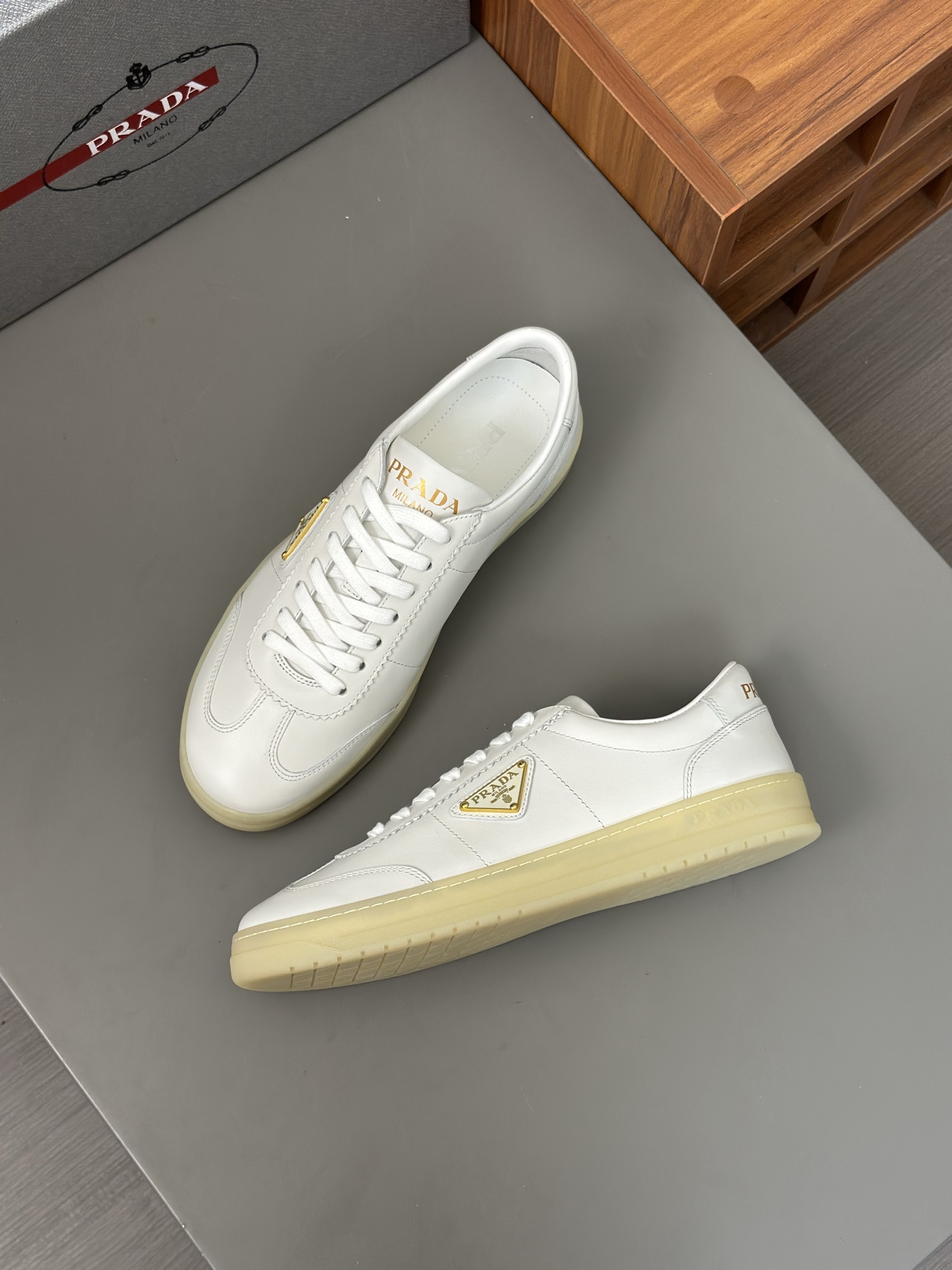 Prada Men's White Leather Sneakers, Italian Craftsmanship, Sizes 39-44 3 i1742767049632 8149 0 1