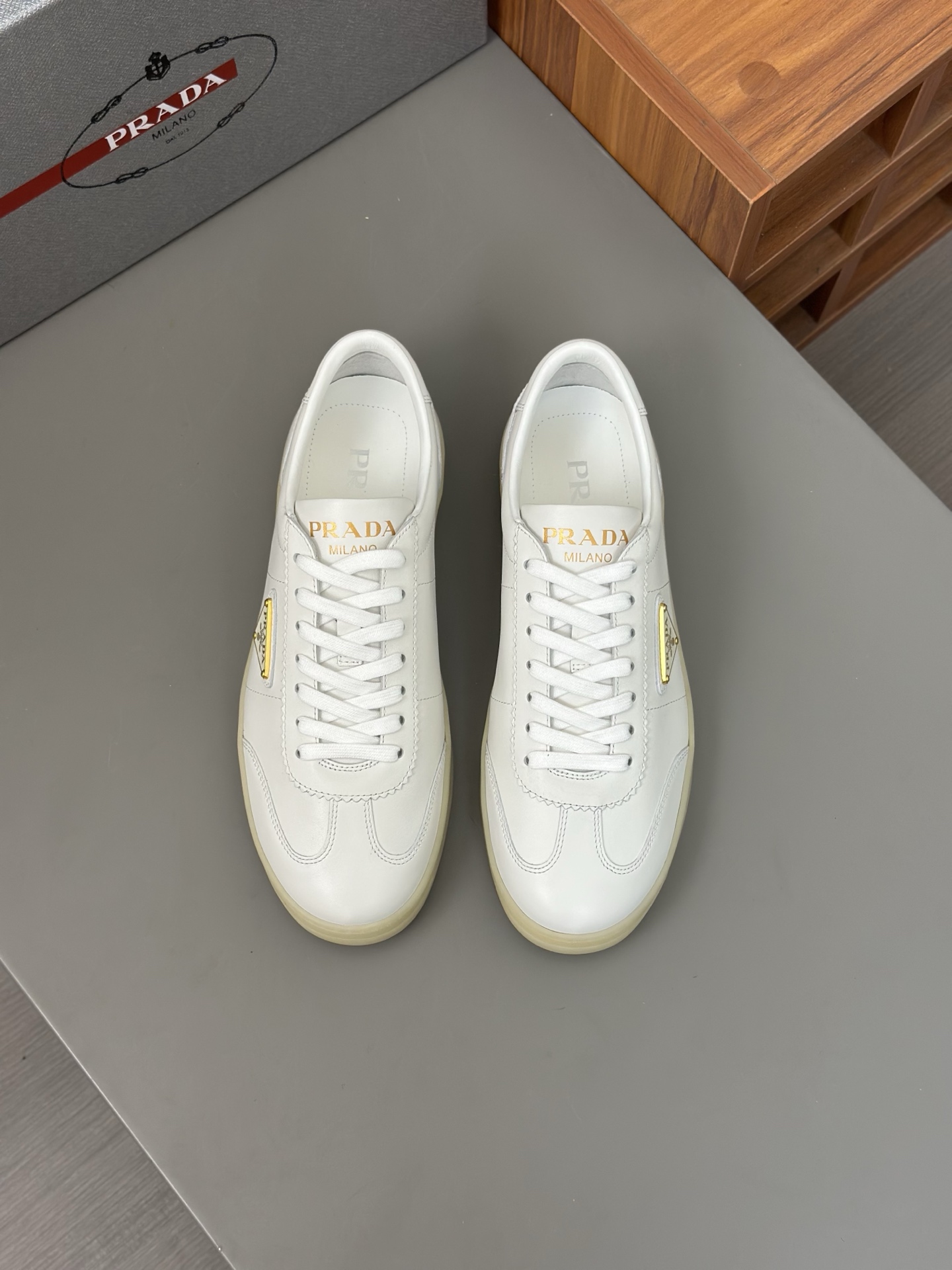 Prada Men's White Leather Sneakers, Italian Craftsmanship, Sizes 39-44 2 i1742767049670 5104 0 0