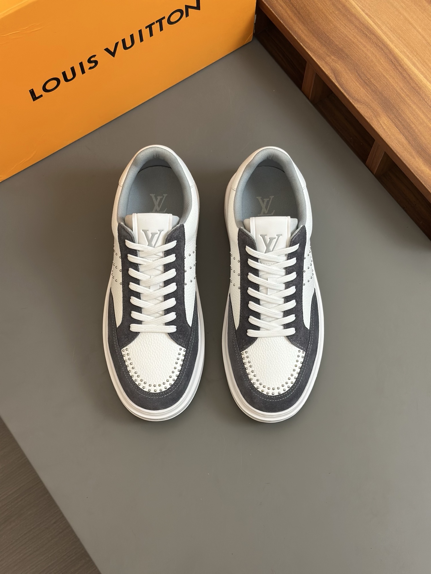 Louis Vuitton Beverly Hills Men's Sneakers Monogram Leather White and Gray 1 Louis Vuitton Beverly Hills Men's Sneakers Monogram Leather White and Gray