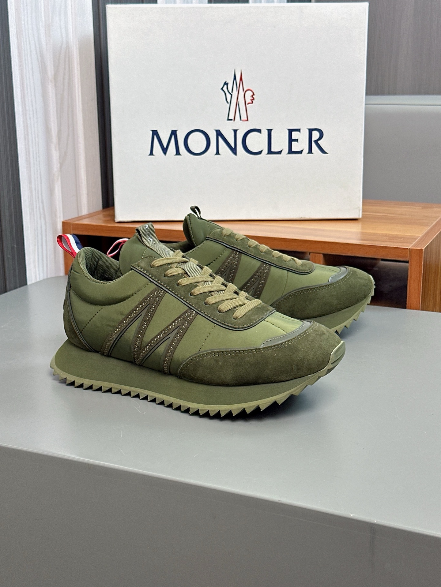 Moncler Men's Olive Green Sneakers - Lace-Up, Rubber Sole, Size 39-44 7 i1743323440157 5346 0 5