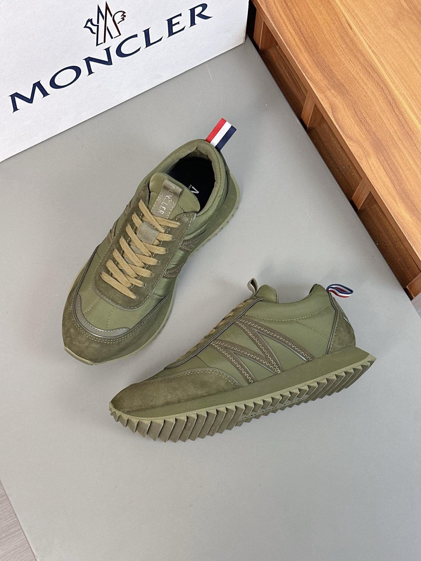 Moncler Men's Olive Green Sneakers - Lace-Up, Rubber Sole, Size 39-44 3 i1743323440335 4428 0 1