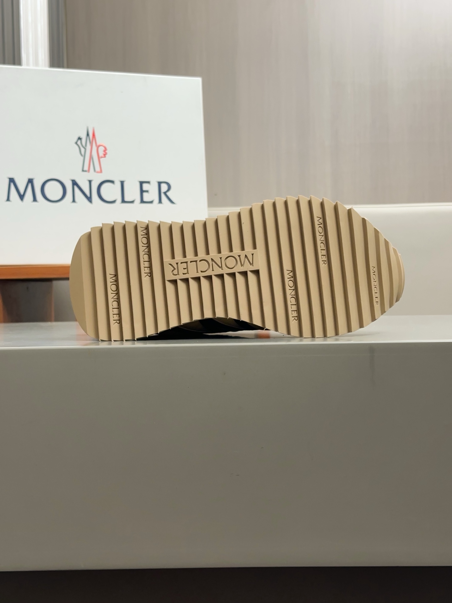 Moncler Men's Beige Neoprene and Rubber Sneakers with Lace-Up Design 9 i1743323449171 4968 0 7