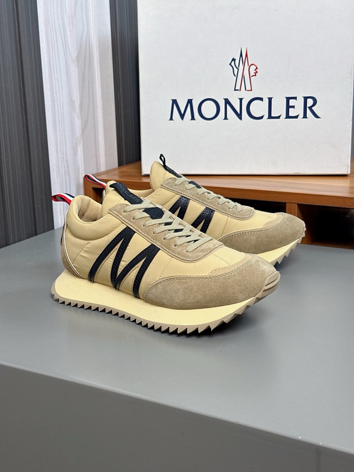 Moncler Men's Beige Neoprene and Rubber Sneakers with Lace-Up Design 4 i1743323449896 2009 0 2