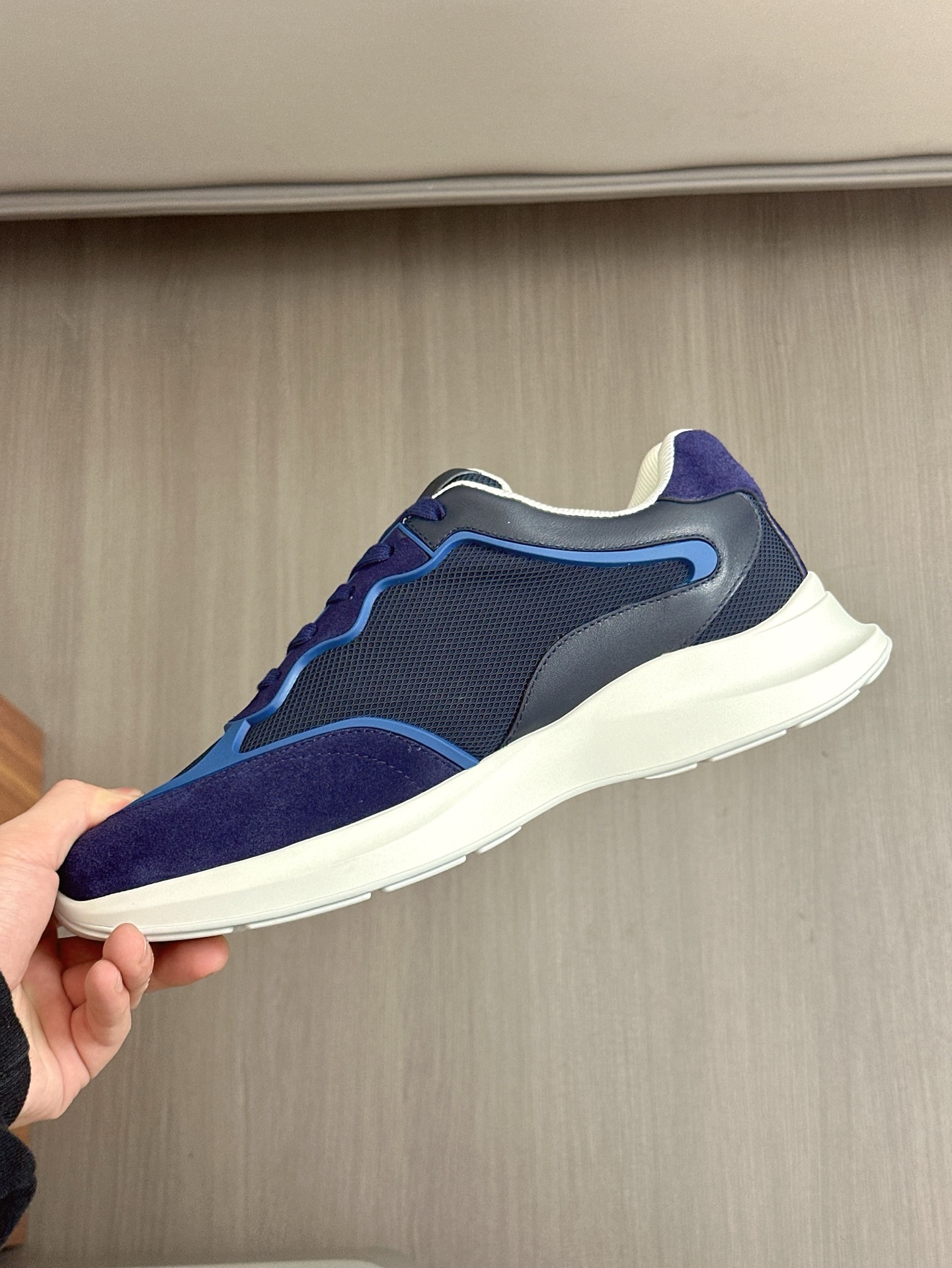 Salvatore Ferragamo Men's Leather and Mesh Low-Top Sneakers - Blue 7 i1743323580337 6145 0 5