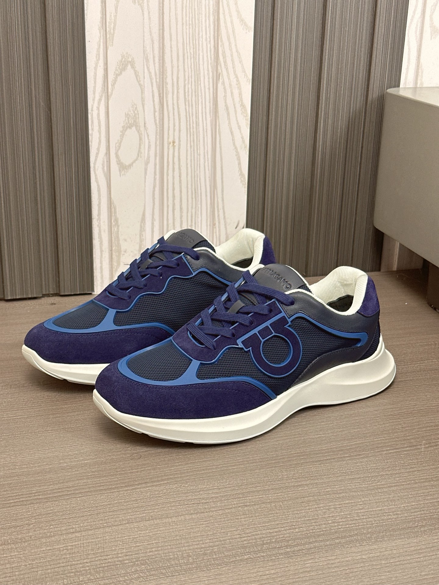 Salvatore Ferragamo Men's Leather and Mesh Low-Top Sneakers - Blue 5 i1743323580373 2502 0 3