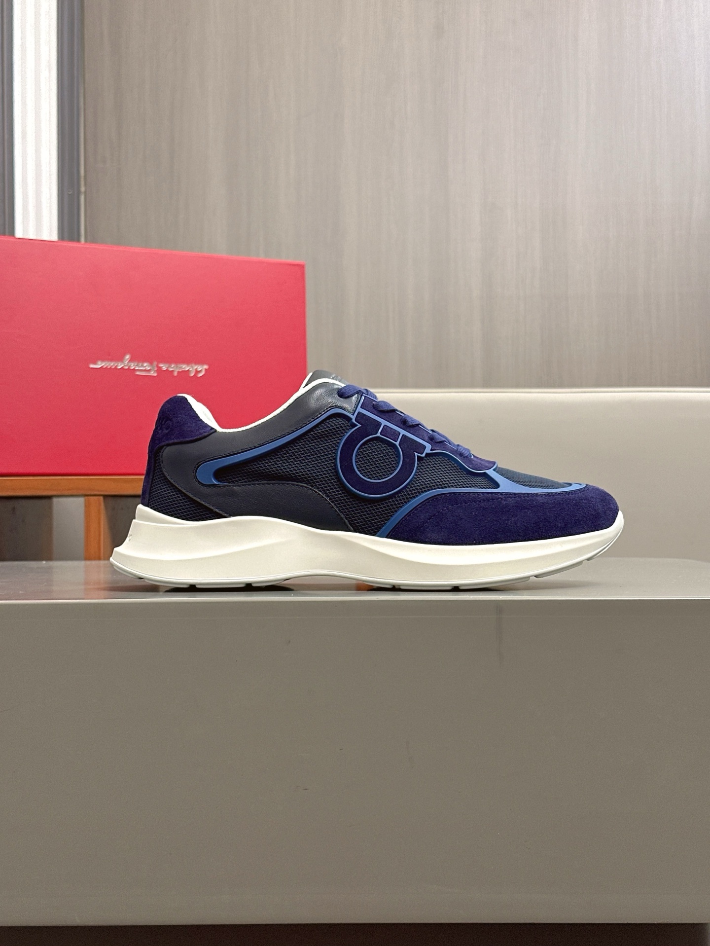 Salvatore Ferragamo Men's Leather and Mesh Low-Top Sneakers - Blue 4 i1743323581053 9300 0 2