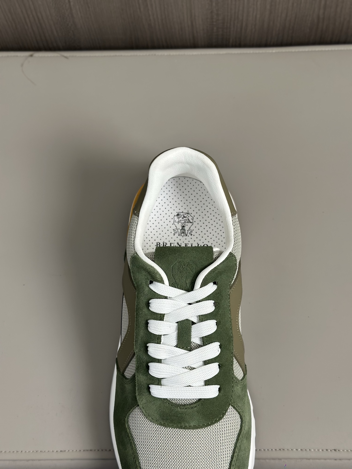 Brunello Cucinelli Suede and Leather Sneakers for Men, Olive Green 8 i1743404855409 1639 0 6
