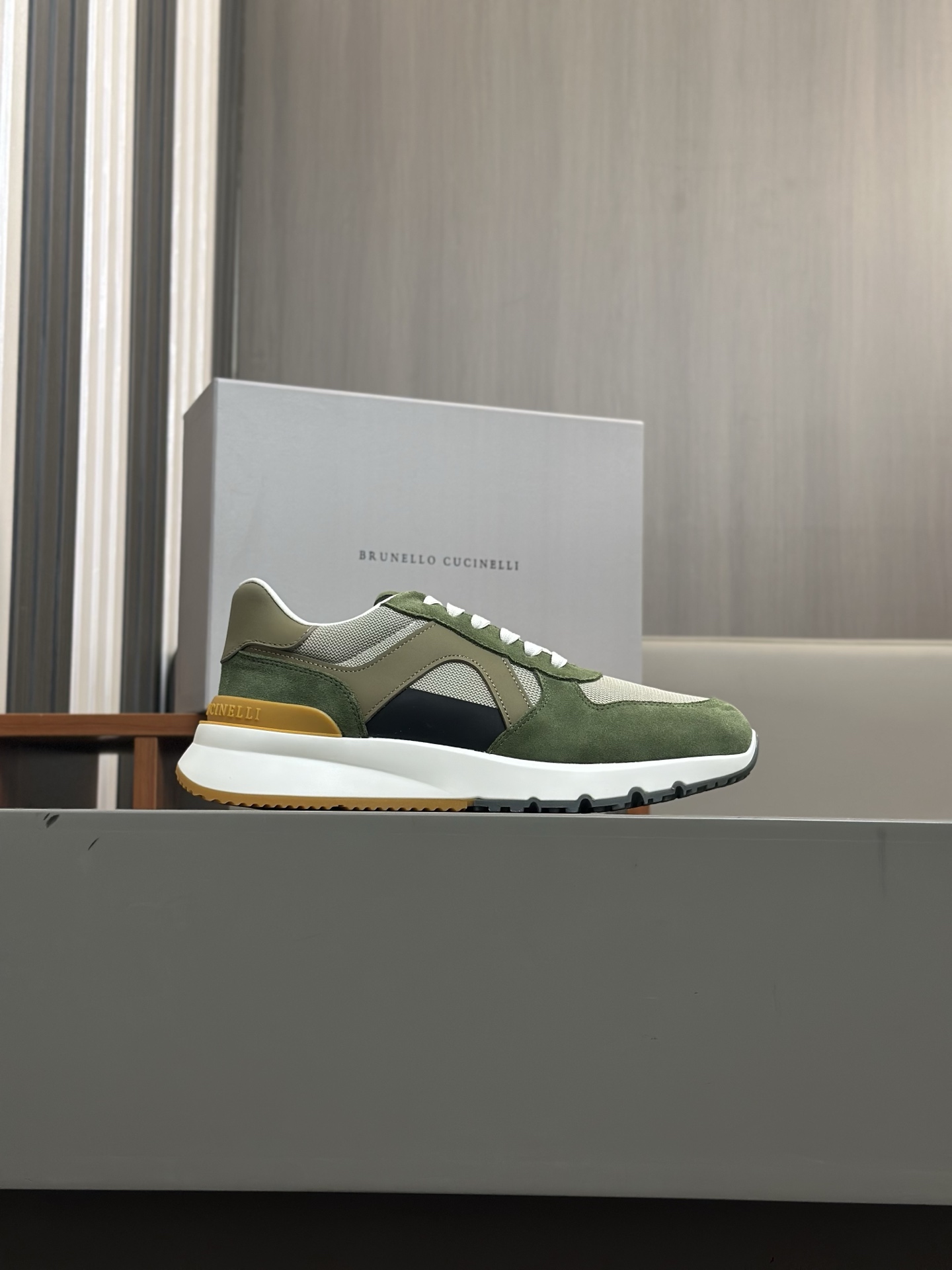 Brunello Cucinelli Suede and Leather Sneakers for Men, Olive Green 4 i1743404858032 7037 0 2