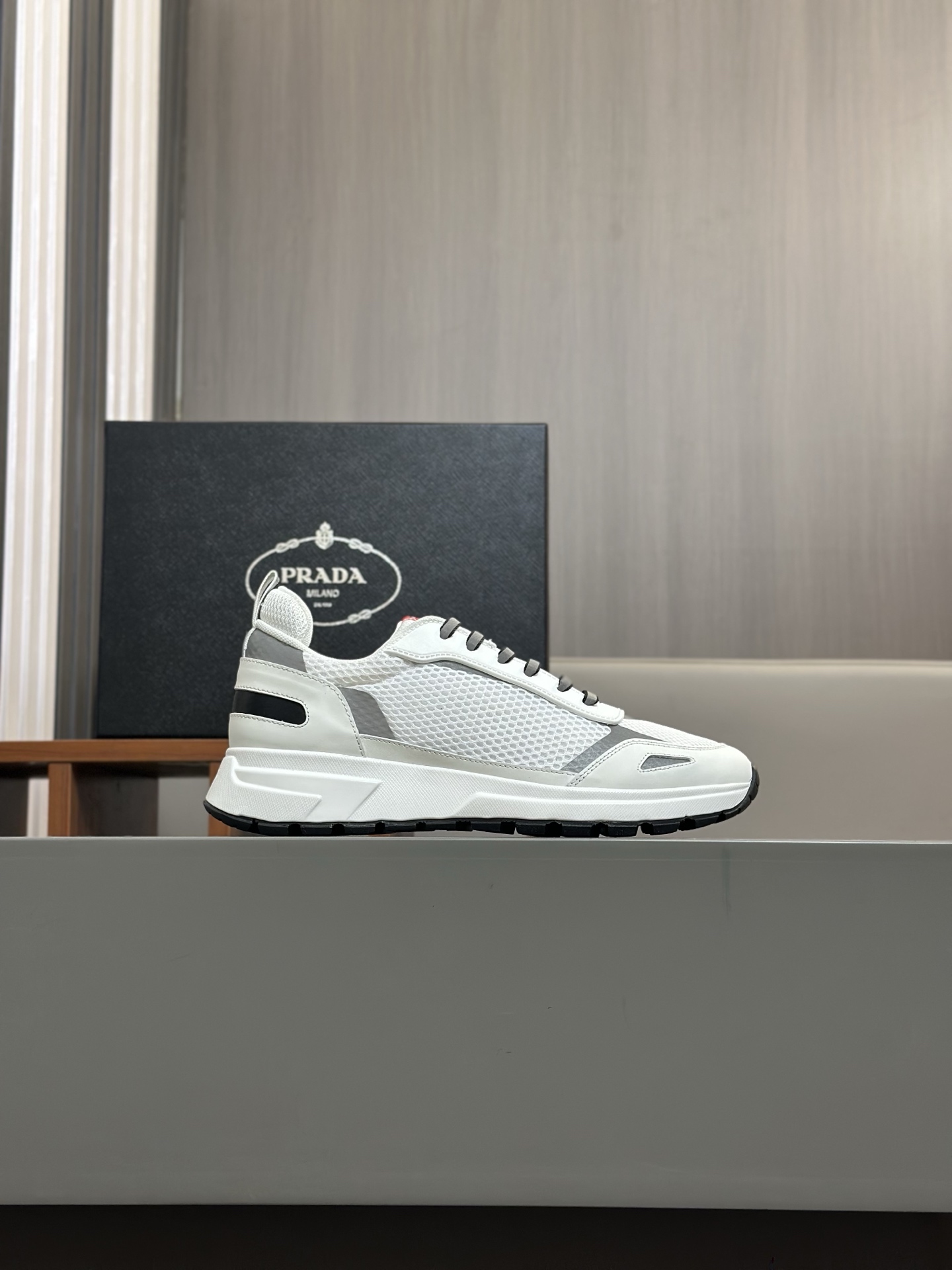 Prada Men's Leather And Mesh Sneakers, White, Sizes 39-44 5 i1743405804597 7103 0 3