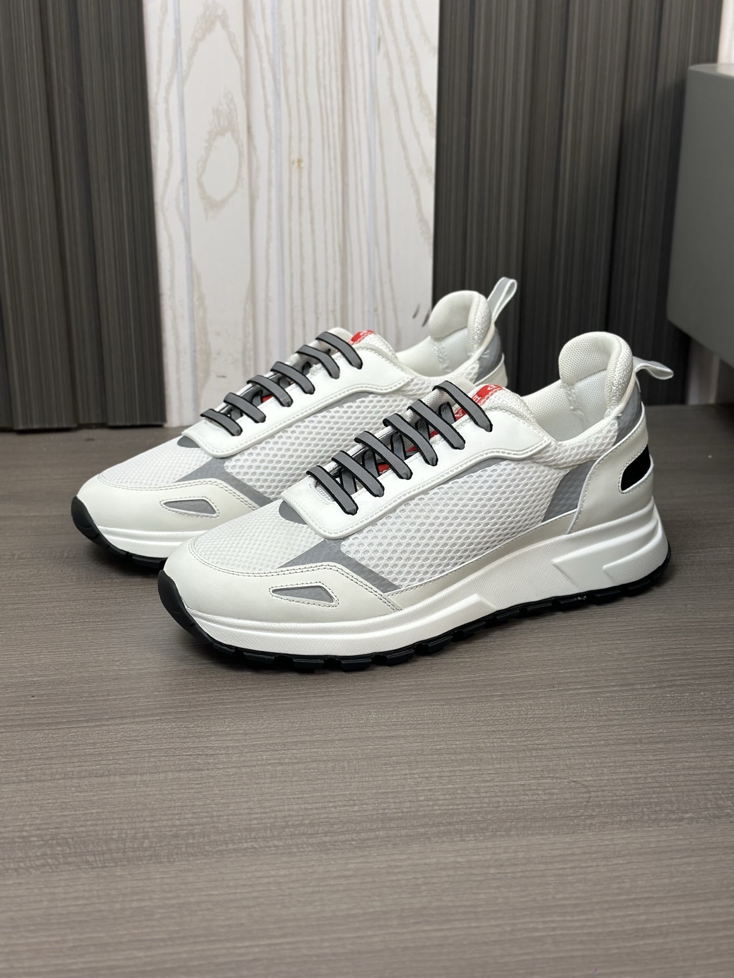 Prada Men's Leather And Mesh Sneakers, White, Sizes 39-44 7 i1743405805399 1002 0 5