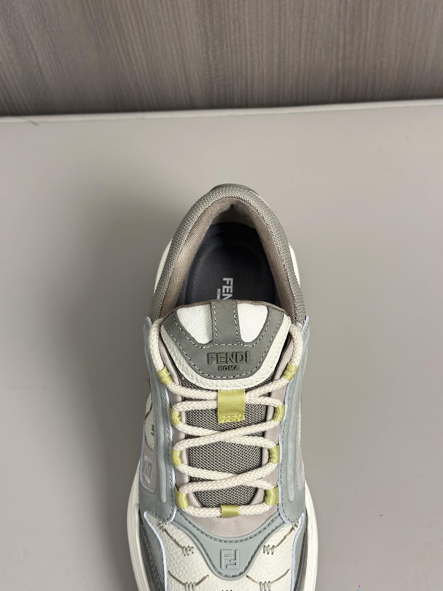 Fendi Men's Nappa & Leather Sneakers with Embossed Logo, Gray/White 8 i1743407920205 4508 0 6
