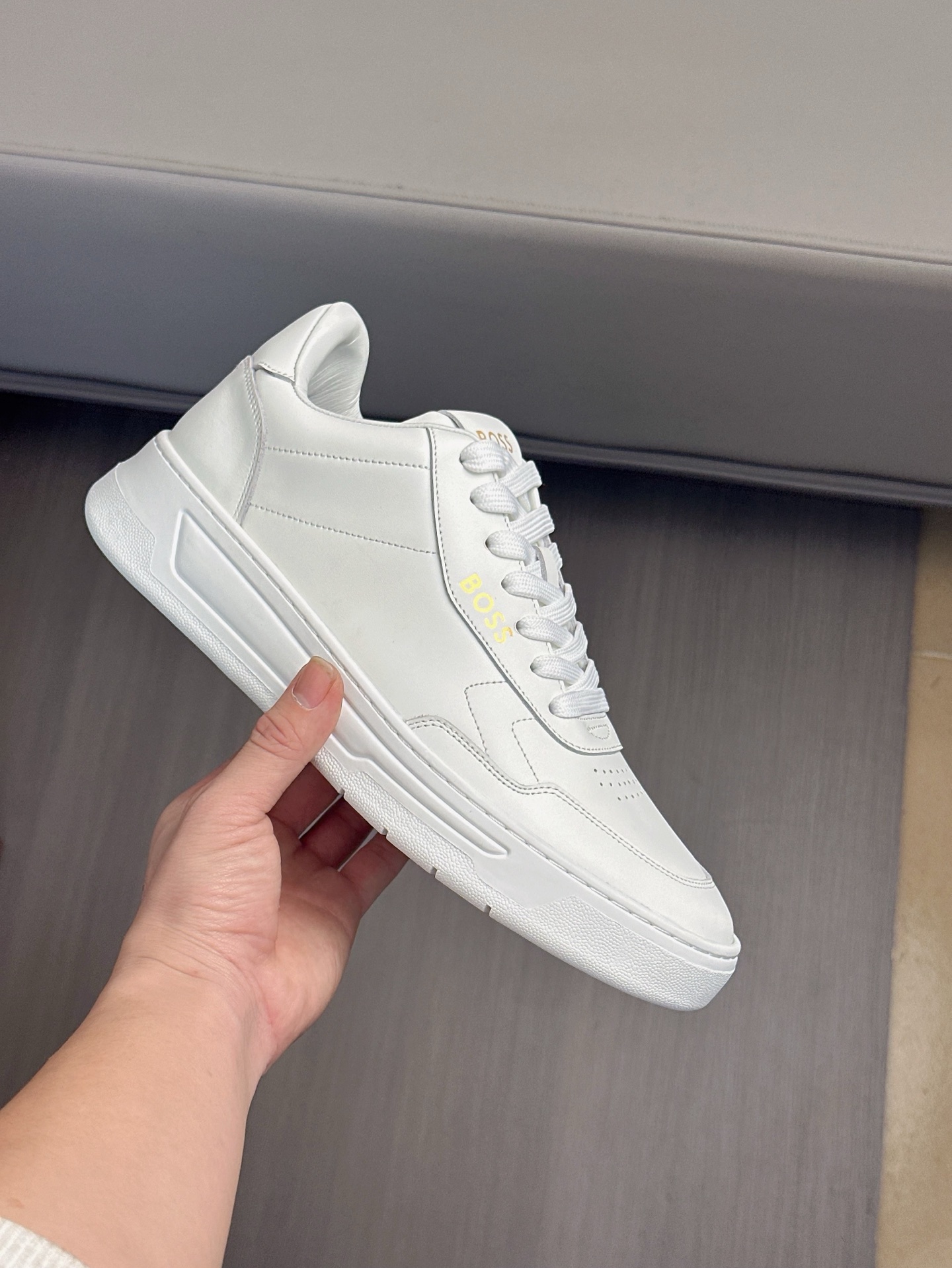 Boss zapatillas de deporte casuales de los hombres, molde abierto original, tela de piel importada, 