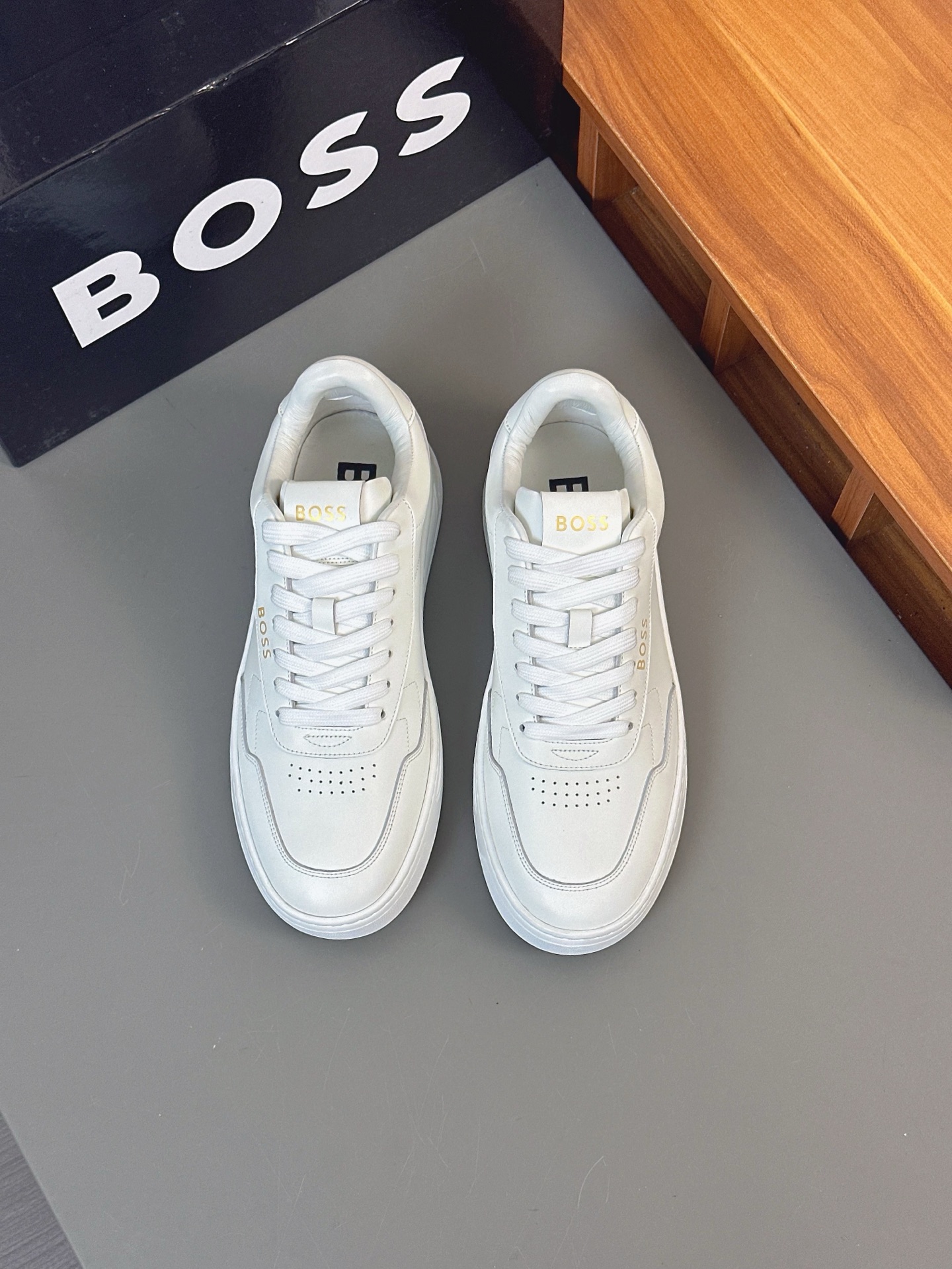 Boss zapatillas de deporte casuales de los hombres, molde abierto original, tela de piel importada, 
