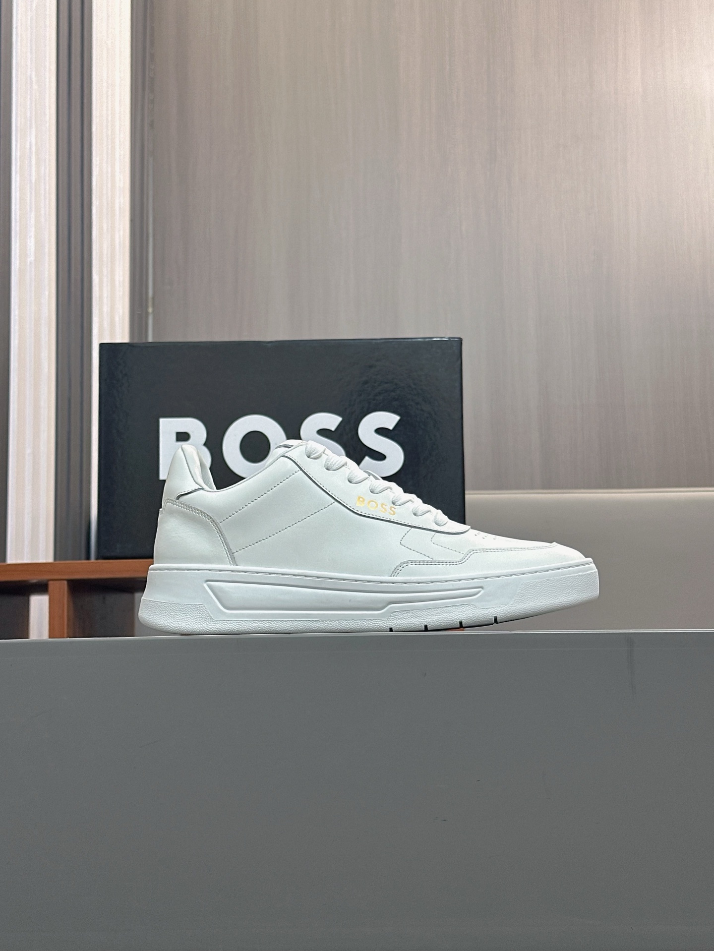 Boss zapatillas de deporte casuales de los hombres, molde abierto original, tela de piel importada, 