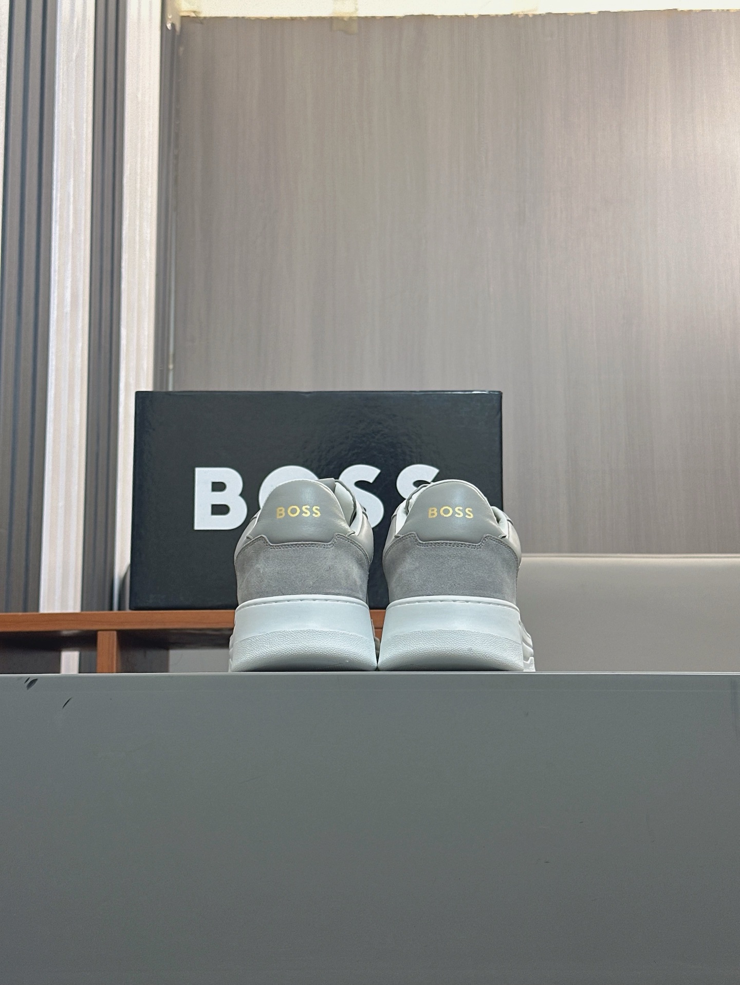 Boss zapatillas de deporte casuales de los hombres, molde abierto original, tela de piel importada, 