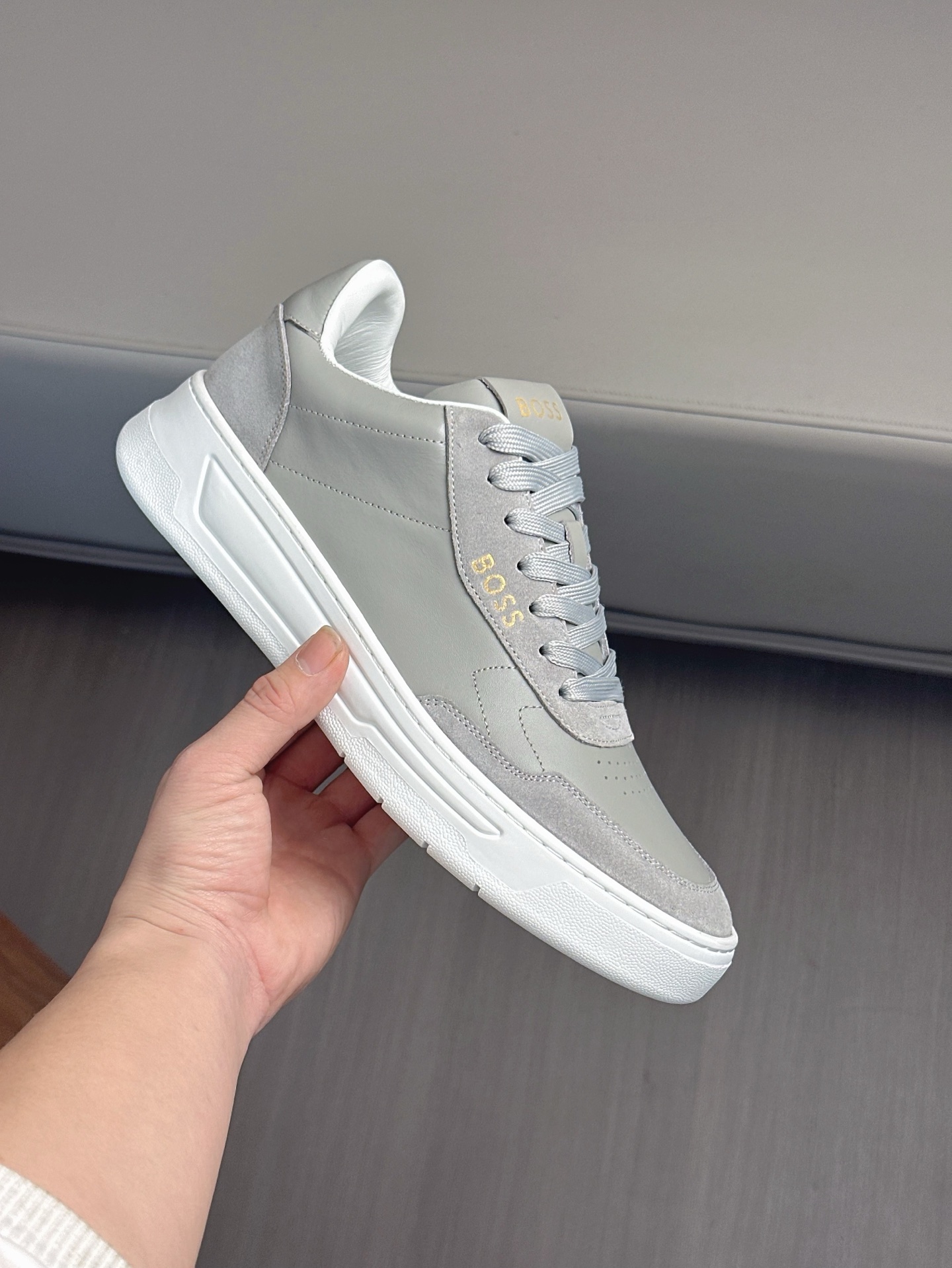 Boss zapatillas de deporte casuales de los hombres, molde abierto original, tela de piel importada, 
