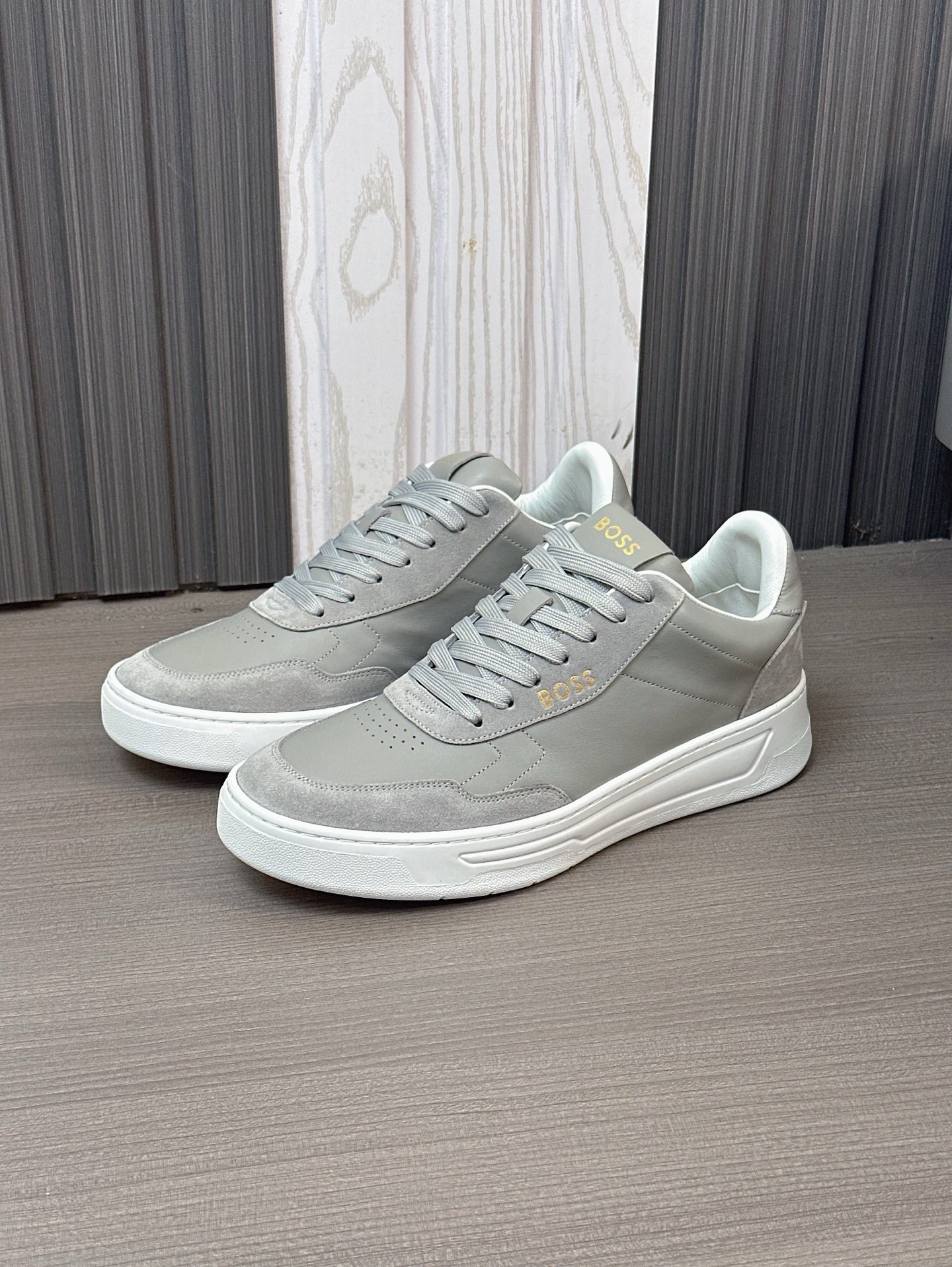 Boss zapatillas de deporte casuales de los hombres, molde abierto original, tela de piel importada, 