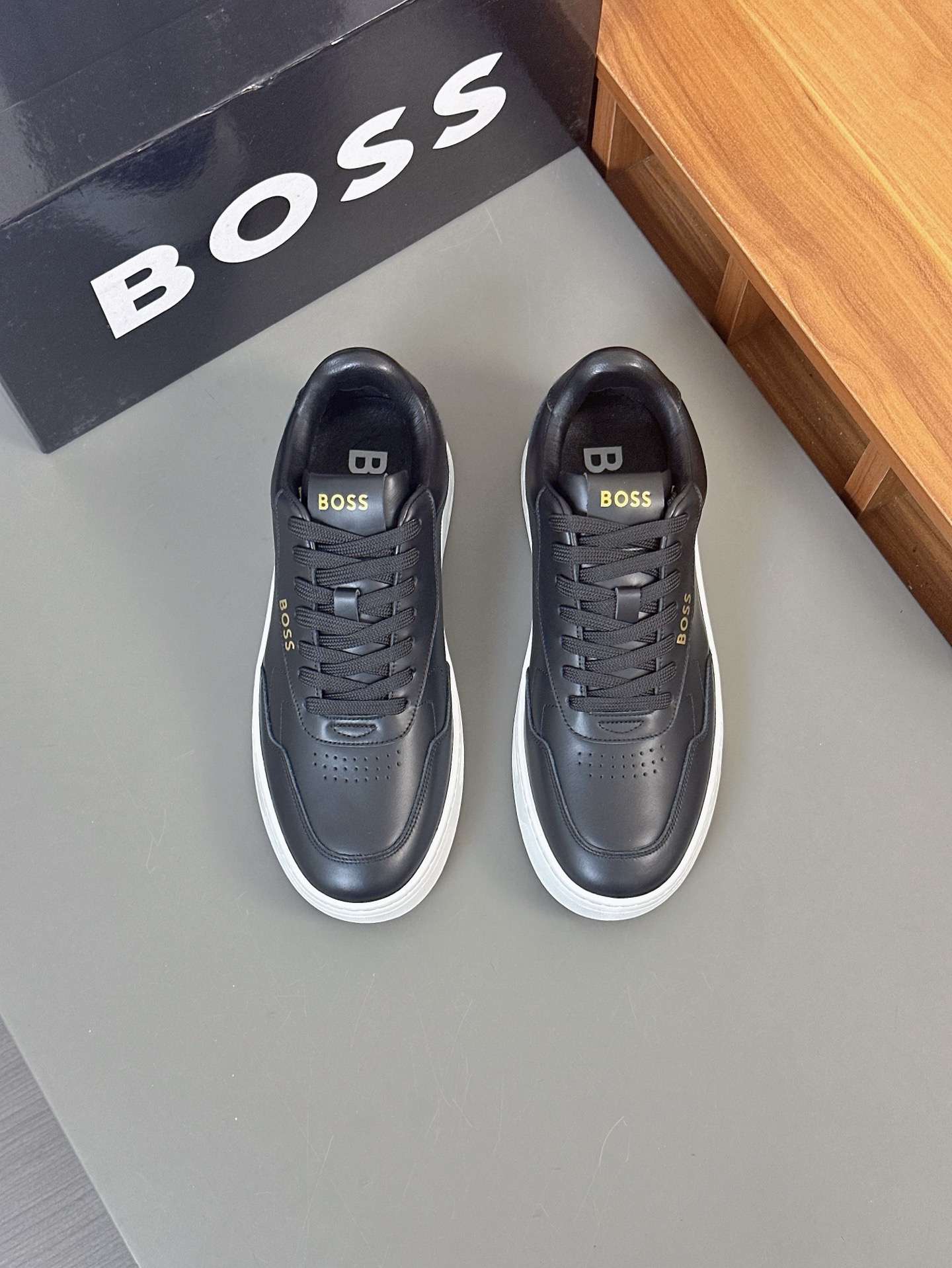 Boss zapatillas de deporte casuales de los hombres, molde abierto original, tela de piel importada, 