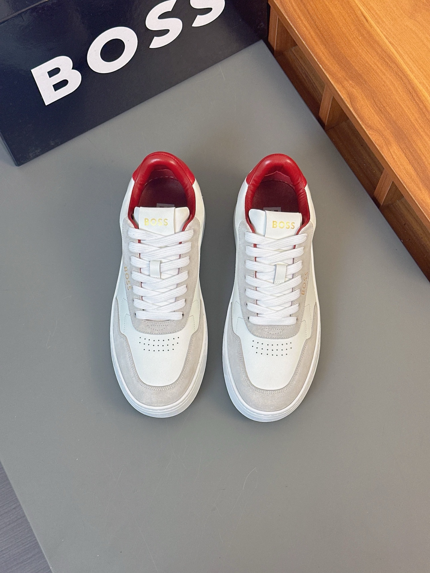 Boss zapatillas de deporte casuales de los hombres, molde abierto original, tela de piel importada, 