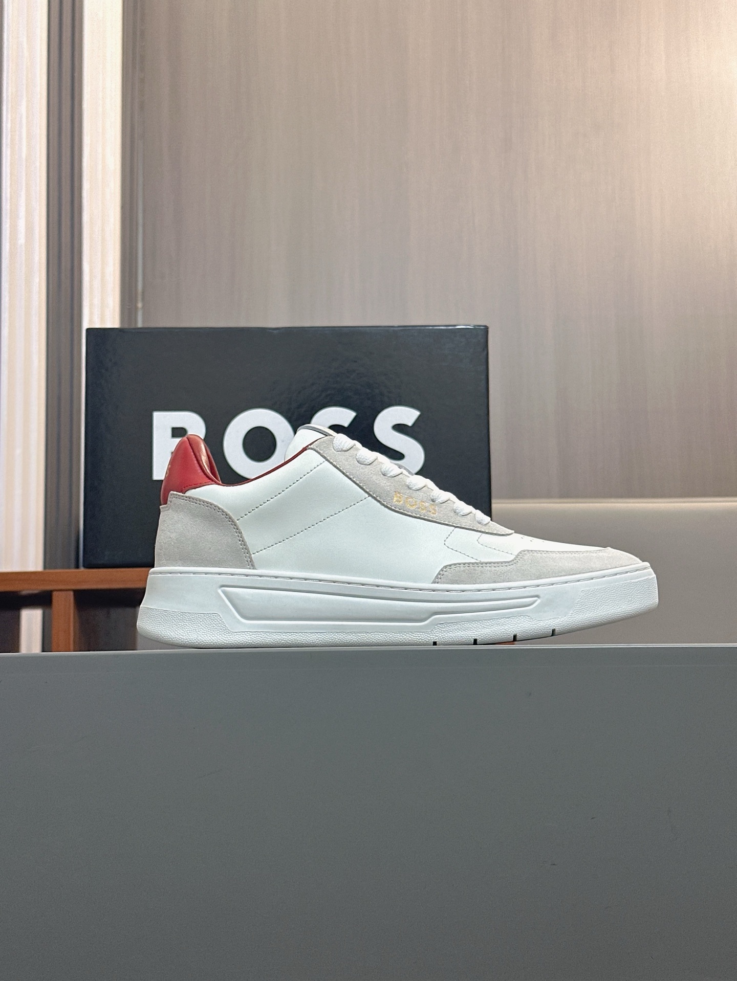 Boss zapatillas de deporte casuales de los hombres, molde abierto original, tela de piel importada, 