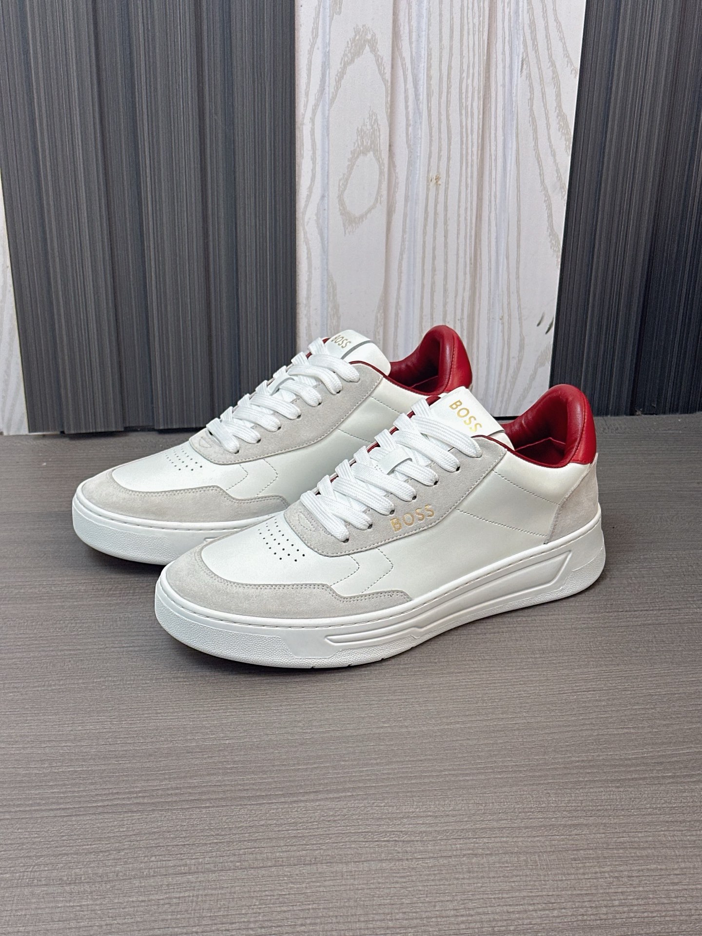 Boss zapatillas de deporte casuales de los hombres, molde abierto original, tela de piel importada, 