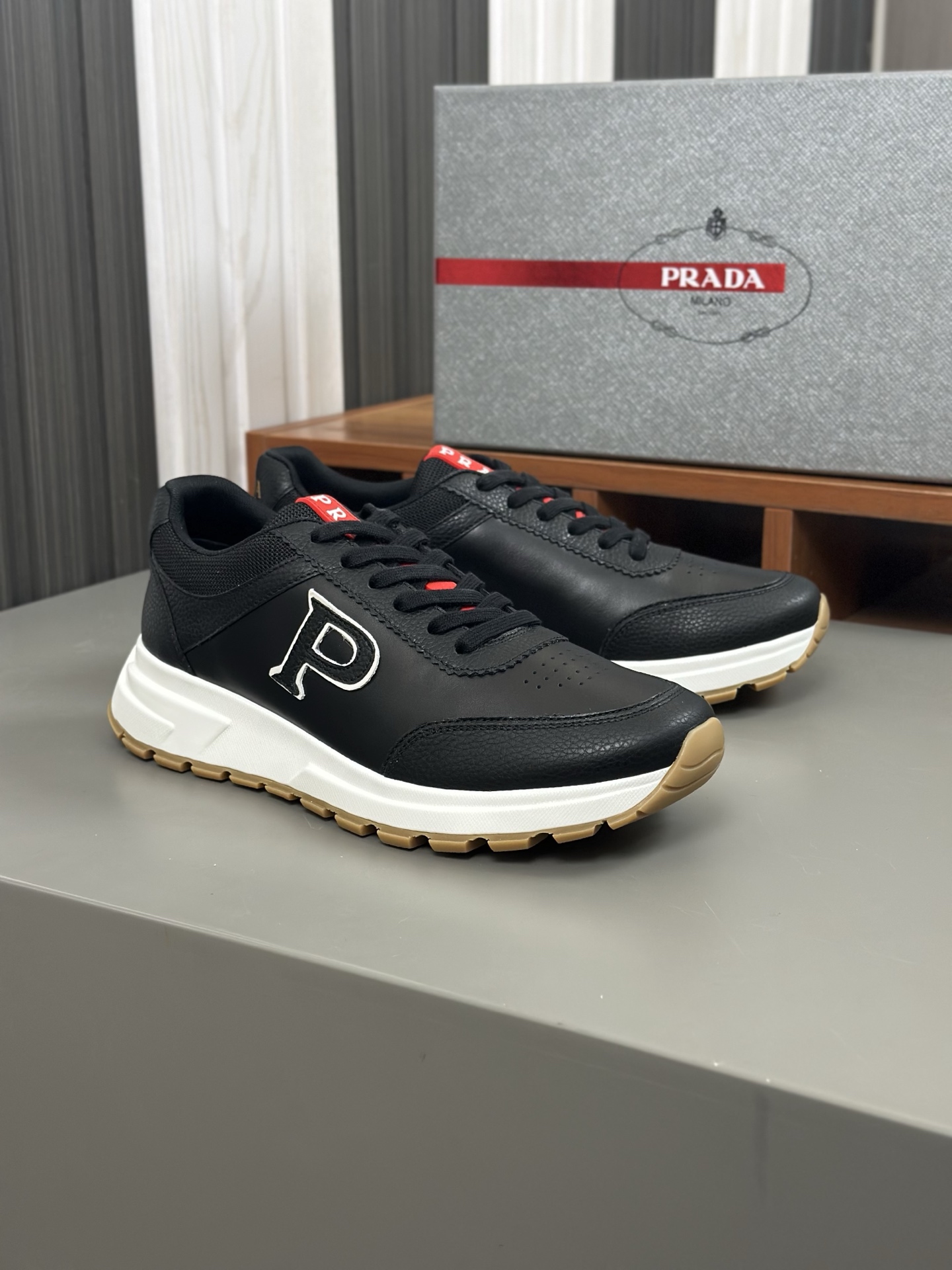 Prada Men's Leather Sneakers Designer Fashionable Urban Street Style Shoes 4 i1744054481215 9644 0 2
