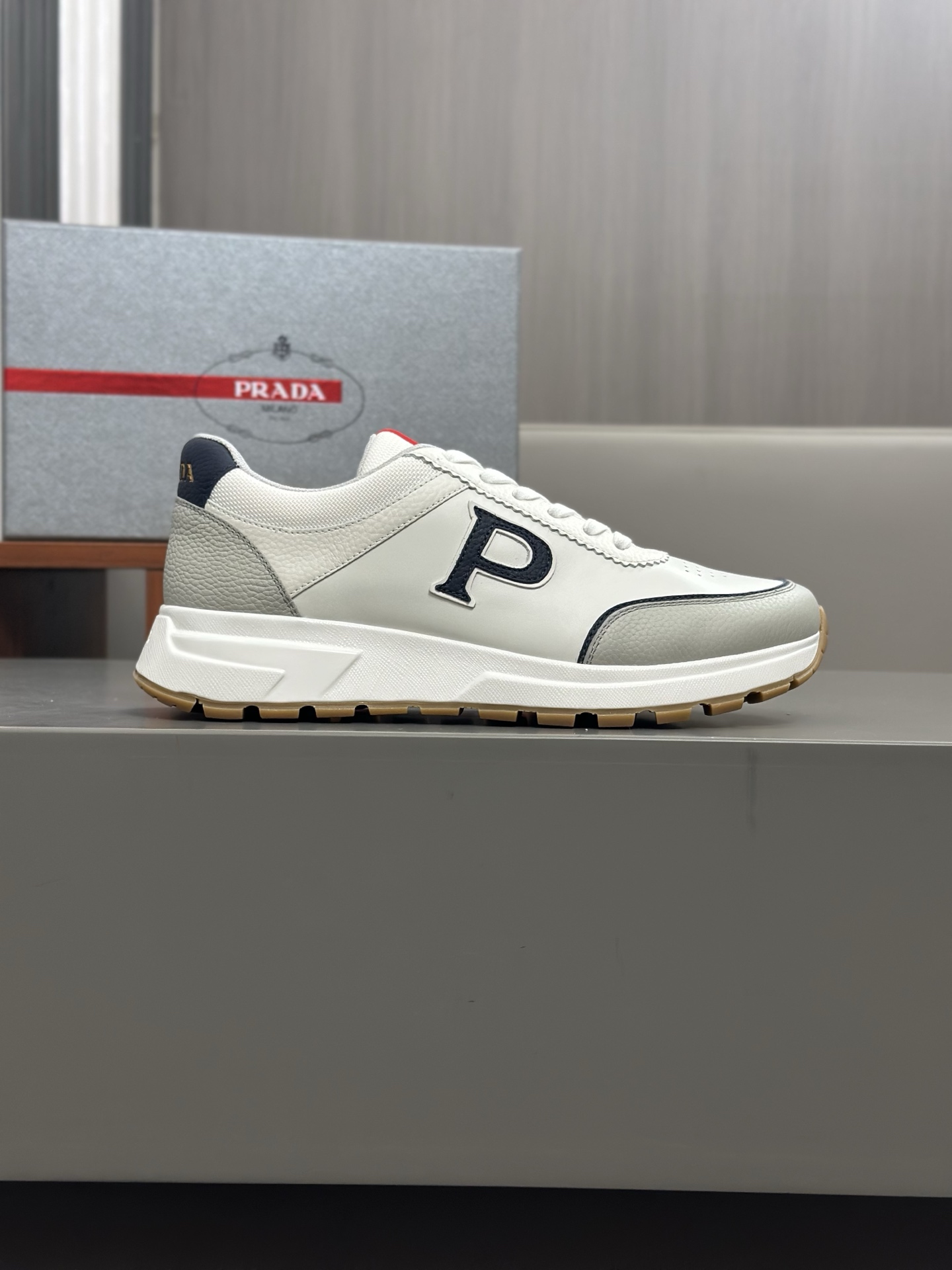 Prada Men's Leather Sneakers White Casual Lace-Up Shoes Size 39-44 4 i1744054498286 956 0 2