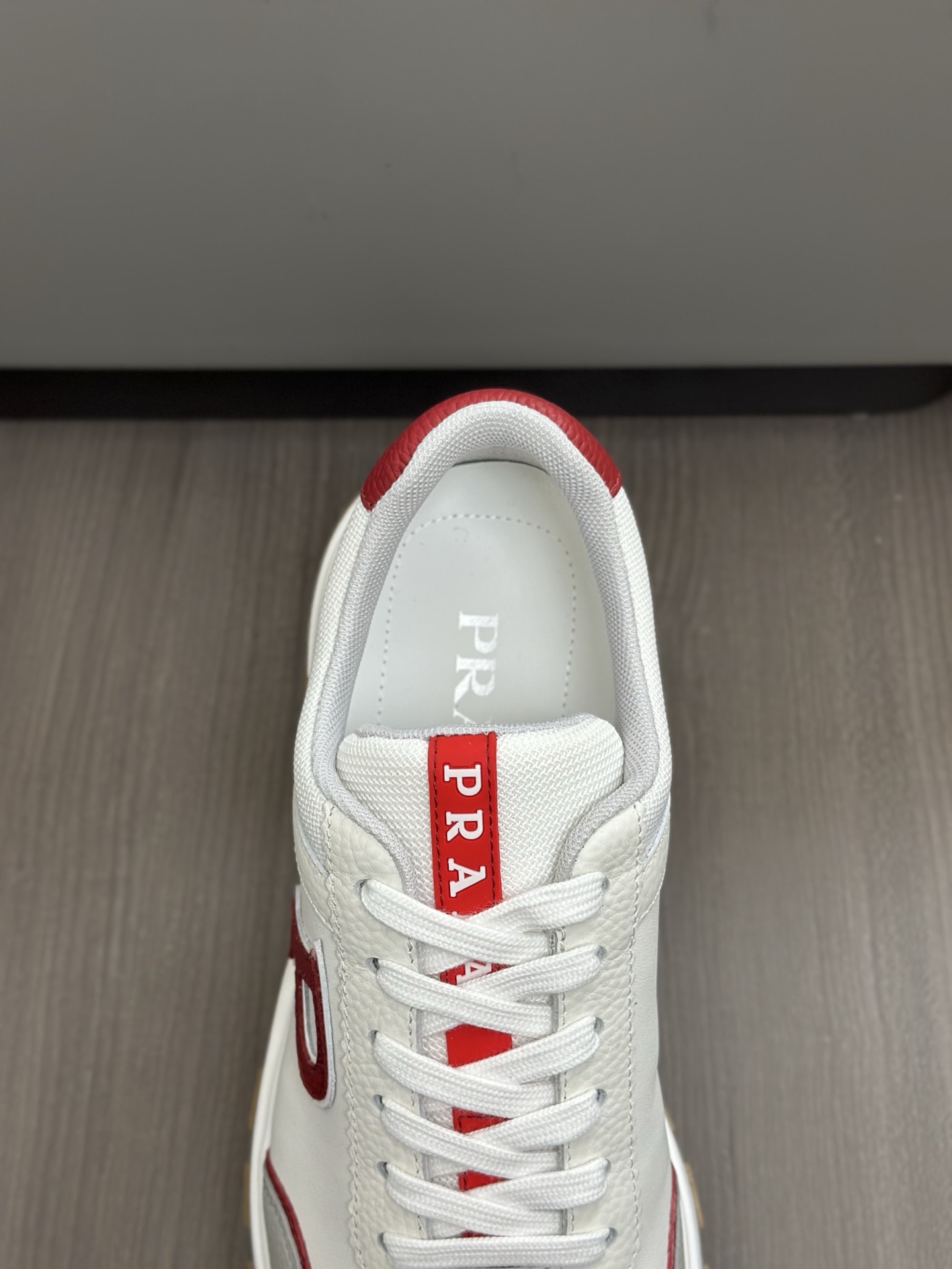 Prada Men's Leather Sneakers White with Red Accents Size 39-44 Italian Design 8 i1744054514919 205 0 6