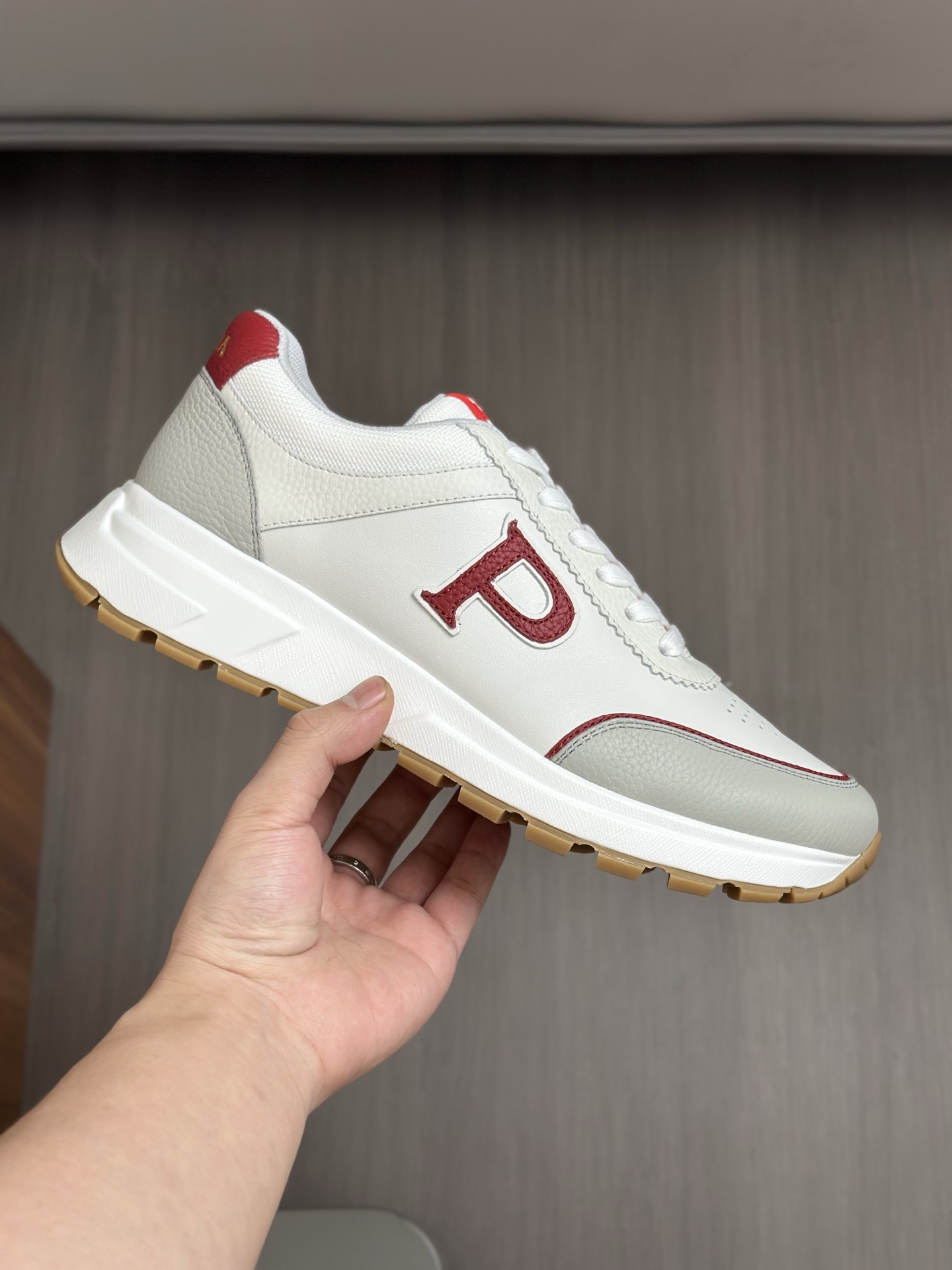 Prada Men's Leather Sneakers White with Red Accents Size 39-44 Italian Design 5 i1744054514923 9108 0 3