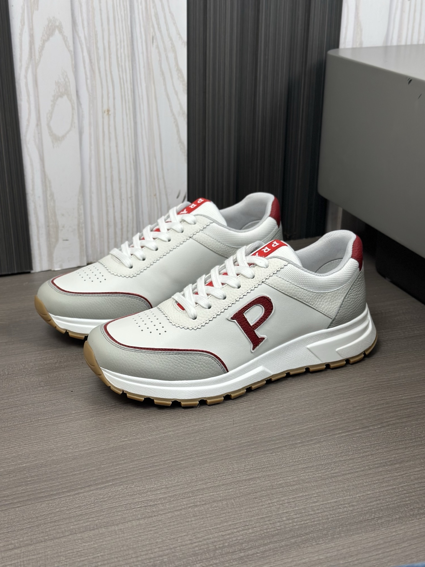 Prada Men's Leather Sneakers White with Red Accents Size 39-44 Italian Design 6 i1744054517247 3691 0 4