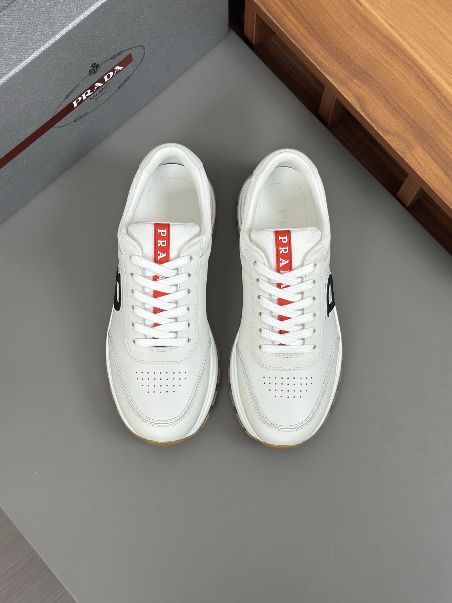 Prada Men's Leather Lace-Up Sneakers White, Ultra-Comfortable & Stylish 1 Prada Men's Leather Lace-Up Sneakers White, Ultra-Comfortable & Stylish