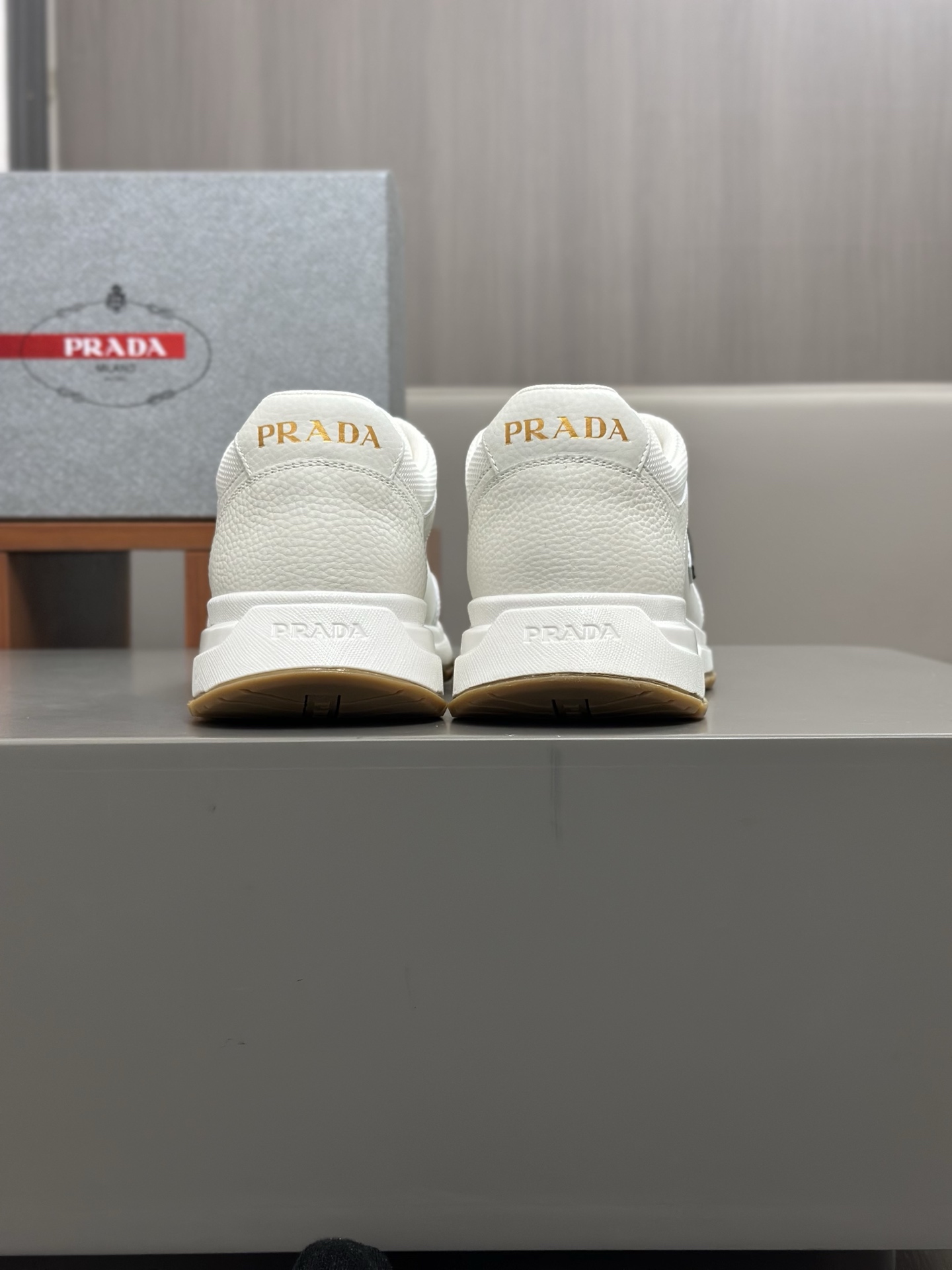 Prada Men's Leather Lace-Up Sneakers White, Ultra-Comfortable & Stylish 8 i1744054528636 4975 0 6