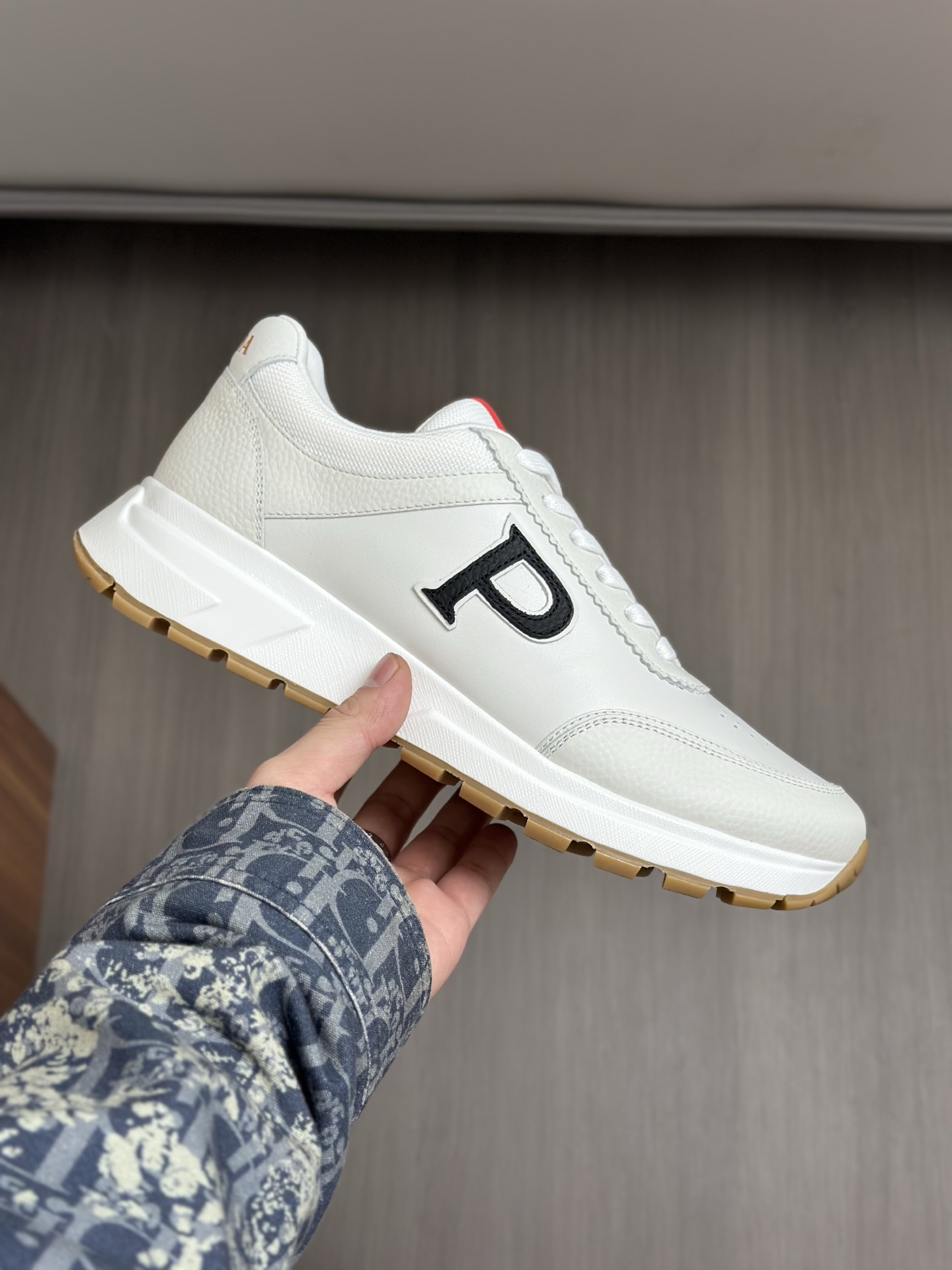 Prada Men's Leather Lace-Up Sneakers White, Ultra-Comfortable & Stylish 5 i1744054530692 3262 0 3