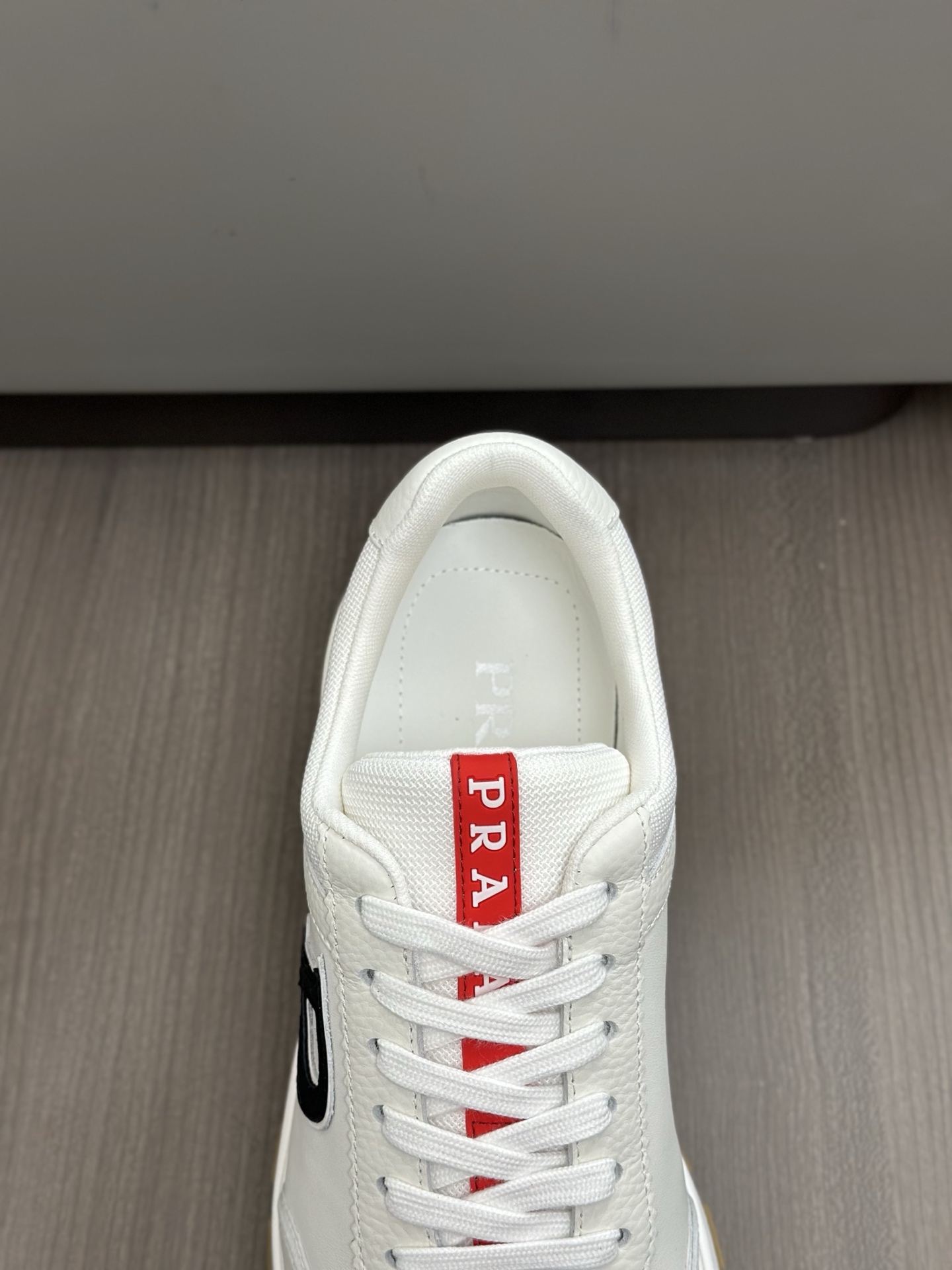 Prada Men's Leather Lace-Up Sneakers White, Ultra-Comfortable & Stylish 9 i1744054530708 7630 0 7